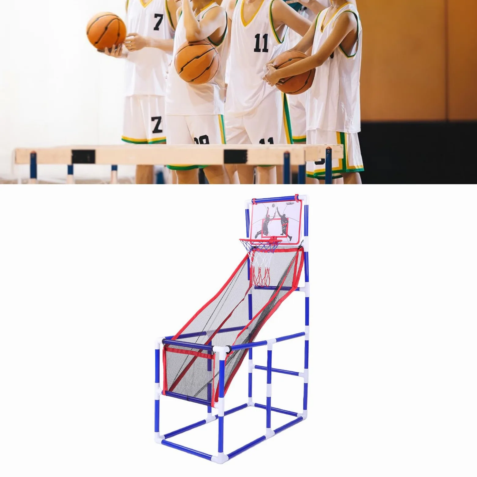 Set da Gioco di Basket con Ritorno Automatico della Palla, 4 | Canestro da basket portatile per bambini dai 3 ai 12 anni, con pompa ad aria, giocattolo compatto
