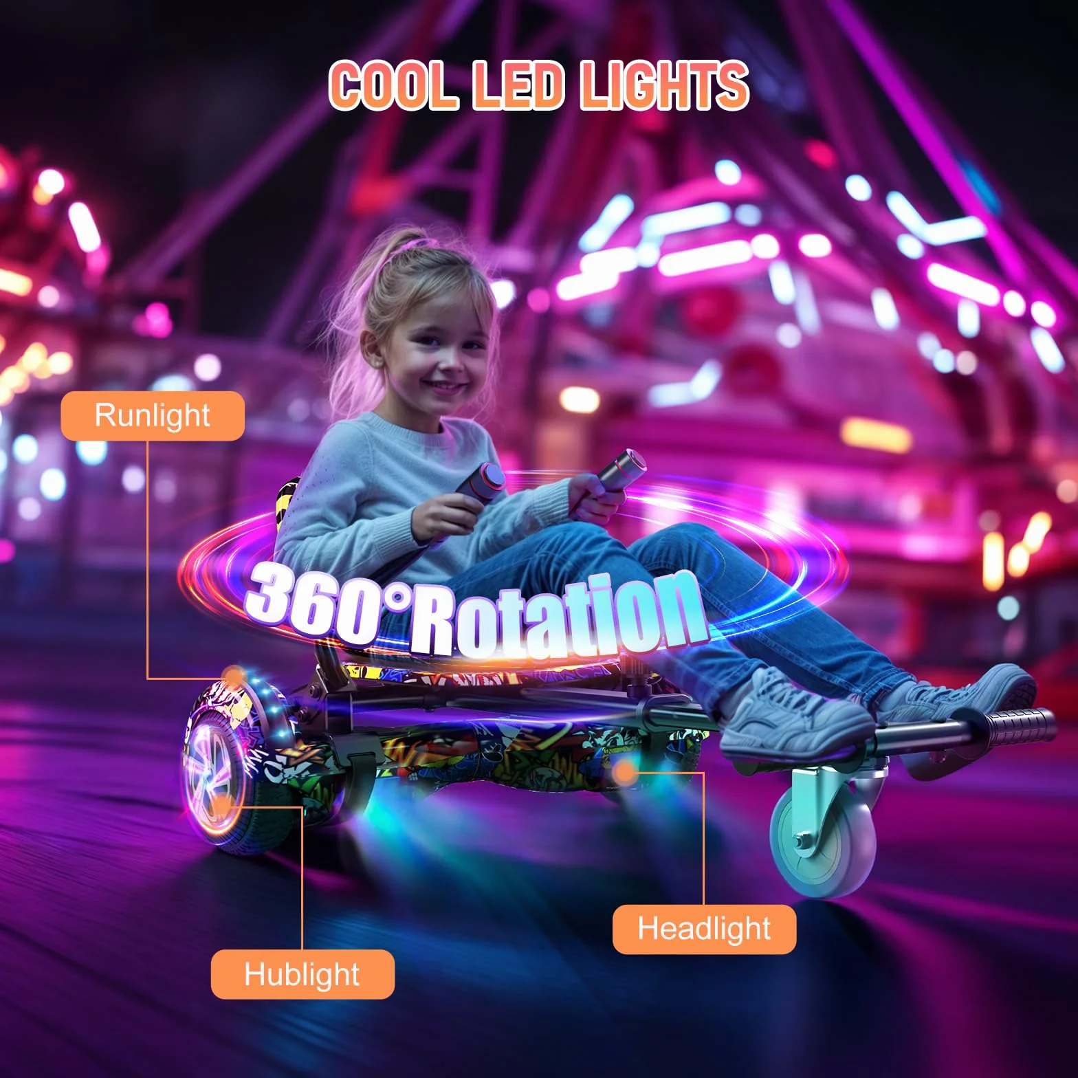 Scooter Seat Attachment, Adjustable Frame Length Go Kart for Kids