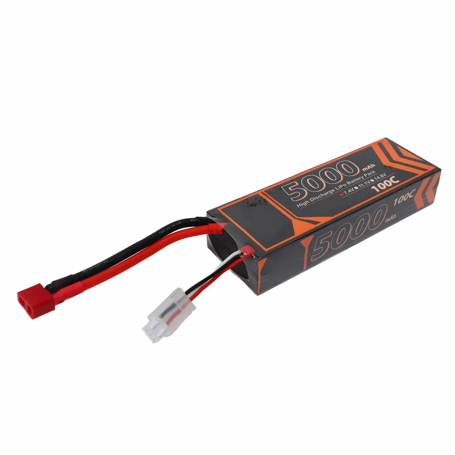 Alomejor Batteria Lipo RC 7.4V 5000mAh 2S 100C, Batteria Lipo Rigida con Spina Rossa a Forma di T per Quadricottero RC Modello FPV Racing
