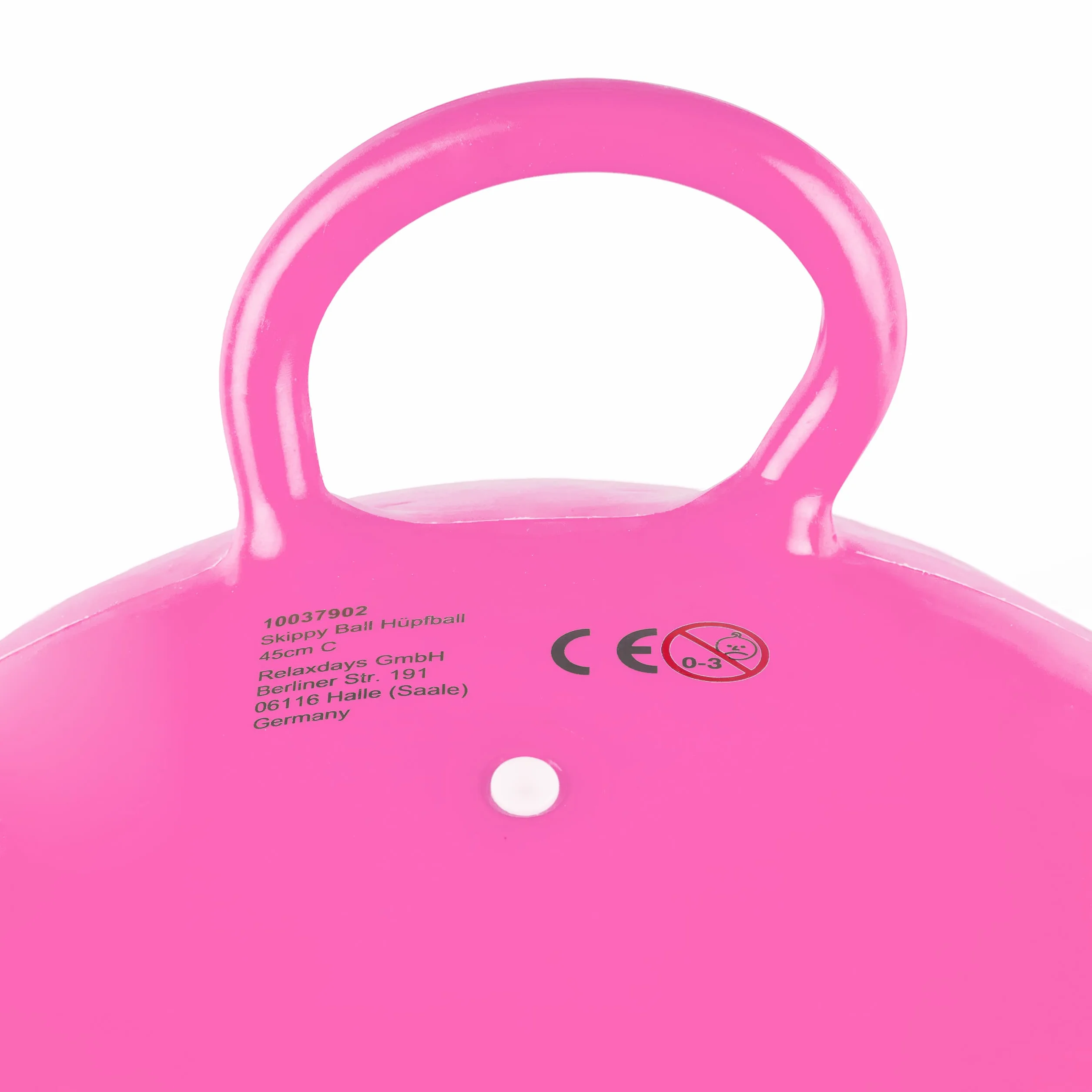 Relaxdays Pallone Rimbalzante, Palla per Saltare, Skippy Ball, Bambini, Ø 45 cm, Indoor & Outdoor, con Maniglia, Rosa