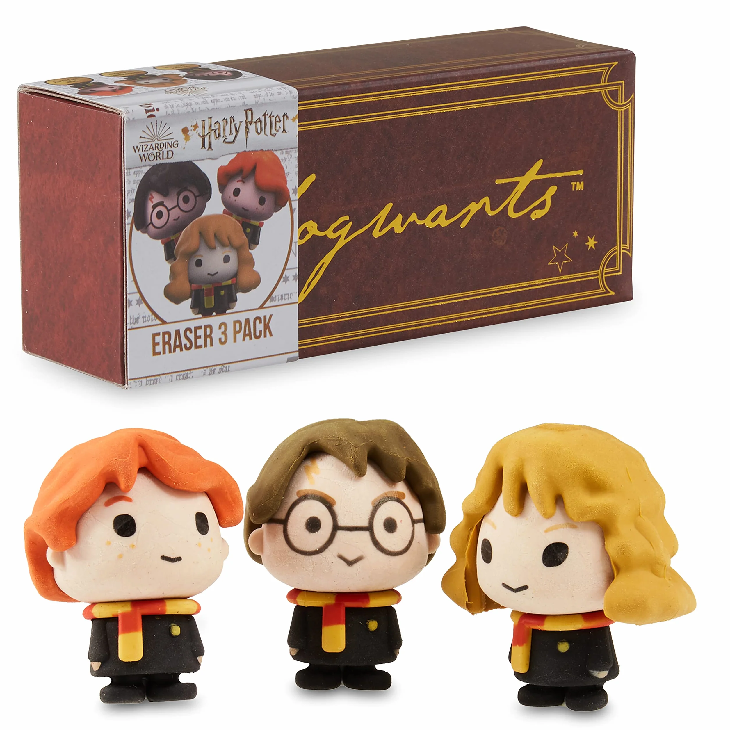 Harry Potter Gomme – Set di 3 gomme fantasia bambino Harry Ron Hermione – Idea regalo Goodies Collection