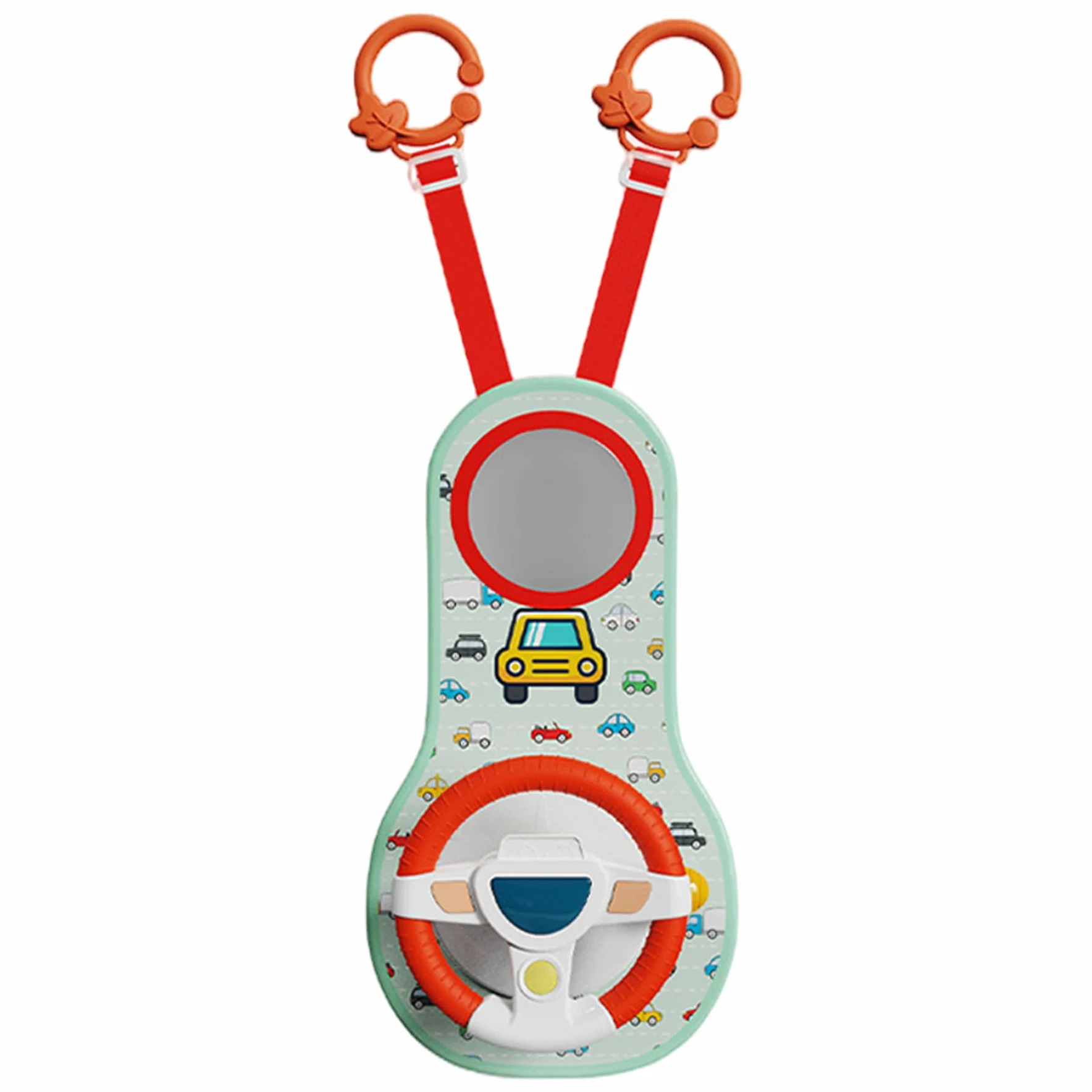 Volante per bambini giocattolo per seggiolino auto con rotazione a 360° Volante per auto giocattolo con specchio, musica, luci e suoni di guida, giocattoli per passeggino per bambini da 12 mesi in su