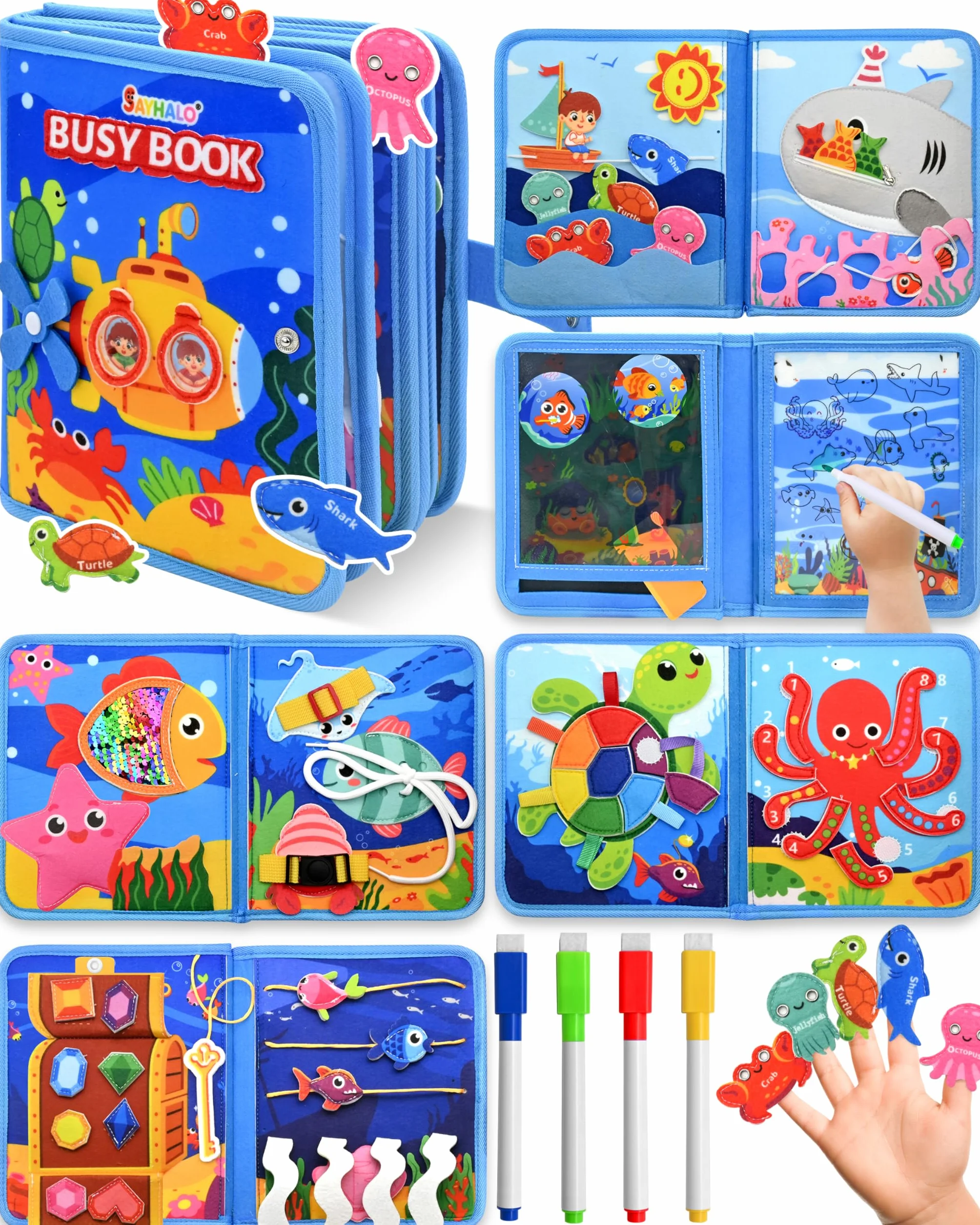 Busy Board Montessori Libro Interattivo 1-3 Anno - Giochi Montessori Sensoriale Educativo Valigetta Regalo Bimbo
