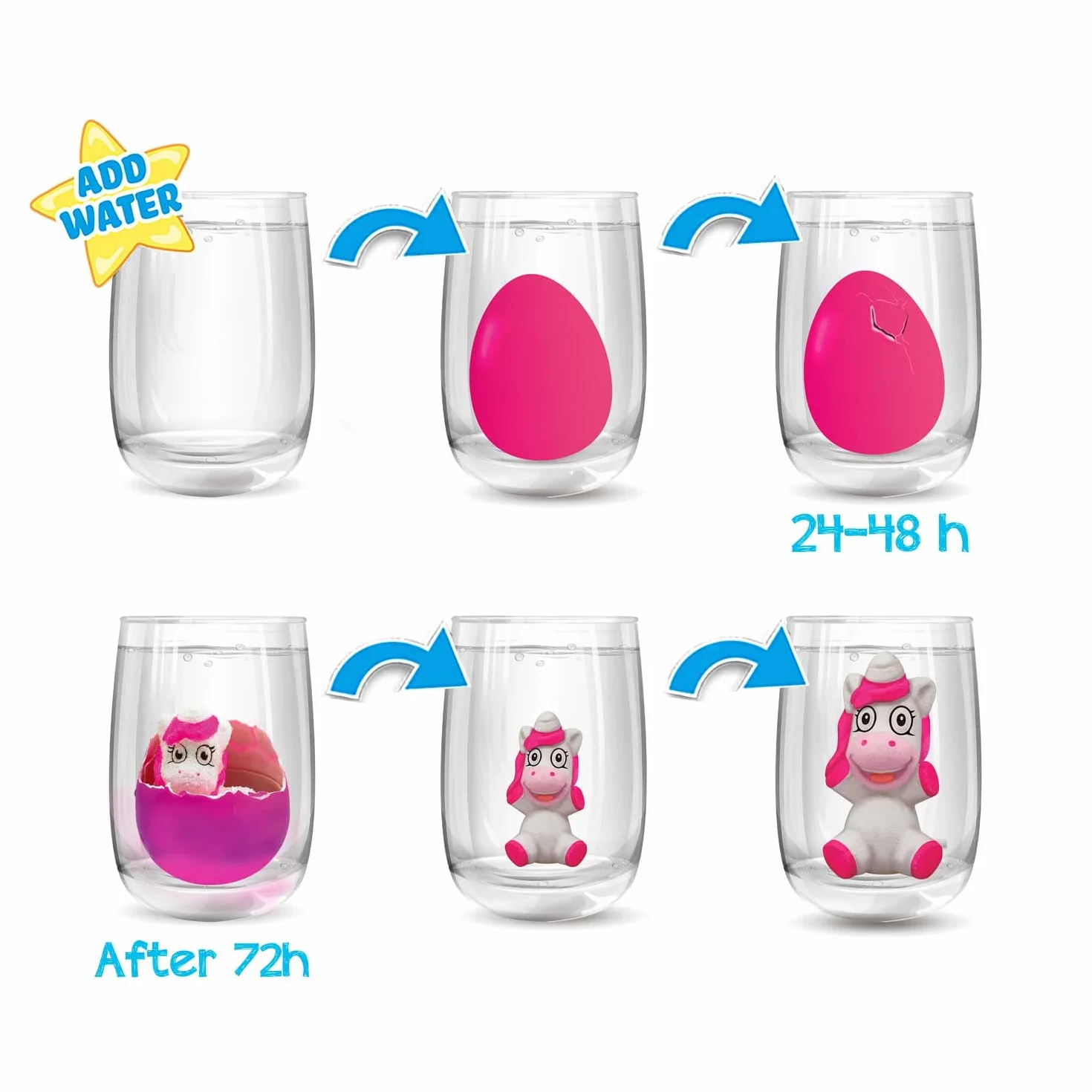 CRAZE MEGA EGG UNICORN, Confezione da 3 UnicornI che si schiudono in acqua, uova Unicorno che cresce nell acqua diversi modelli, giochi bambini uovo da cova, uovo di Pasqua unicorno.