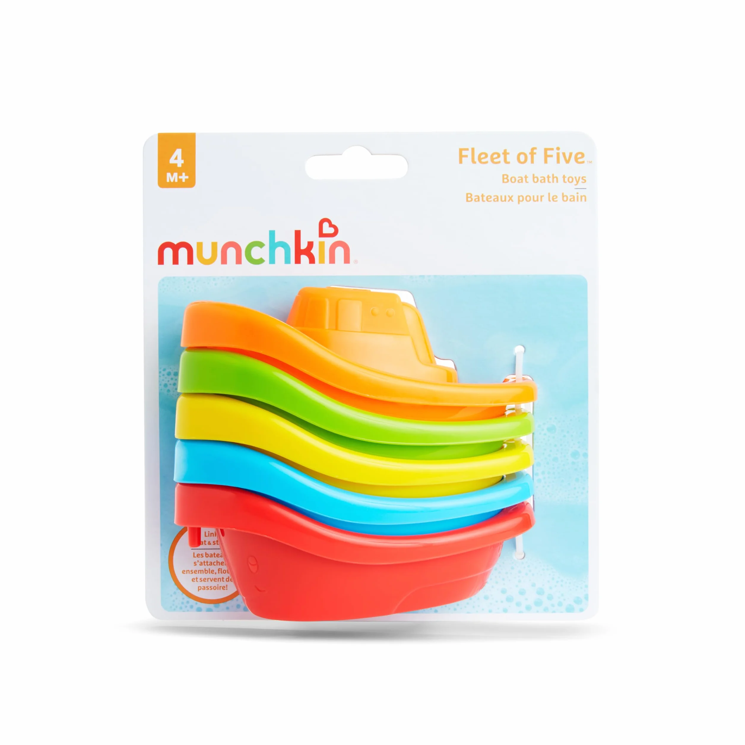 Munchkin Flotta di 5 Barche Giocattolo da Bagno | Giocattoli da Bagno Interattivi e Divertenti per Bambini e Neonati | Facile da Impugnare | Essenziali per Bambini | Confezione da 5