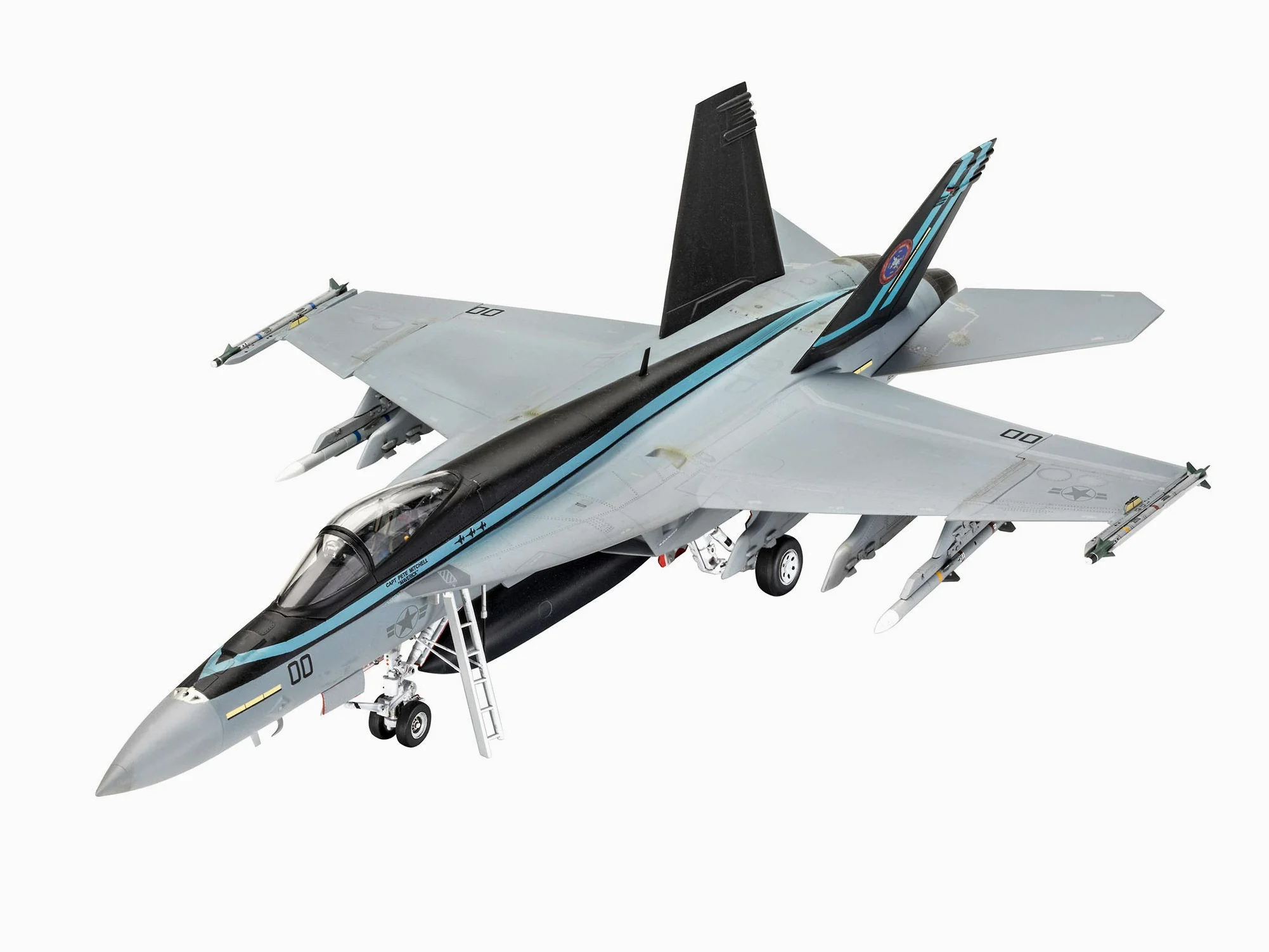 Revell 03864 F/A-18E - Modellino di aereo modello super Hornet del film Top Gun Maverick, scala 1:48, dimensione: 38,1 cm, per esperti, non pitturato