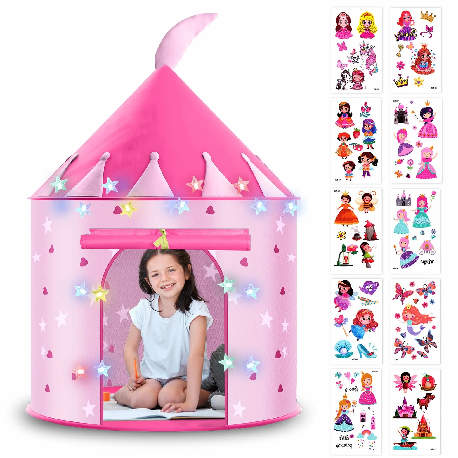 HOTUT Tenda da Gioco Tipi per Bambini con Stelle Luminose - Tenda Pop-Up Portatile, Casetta per Interno e Esterno