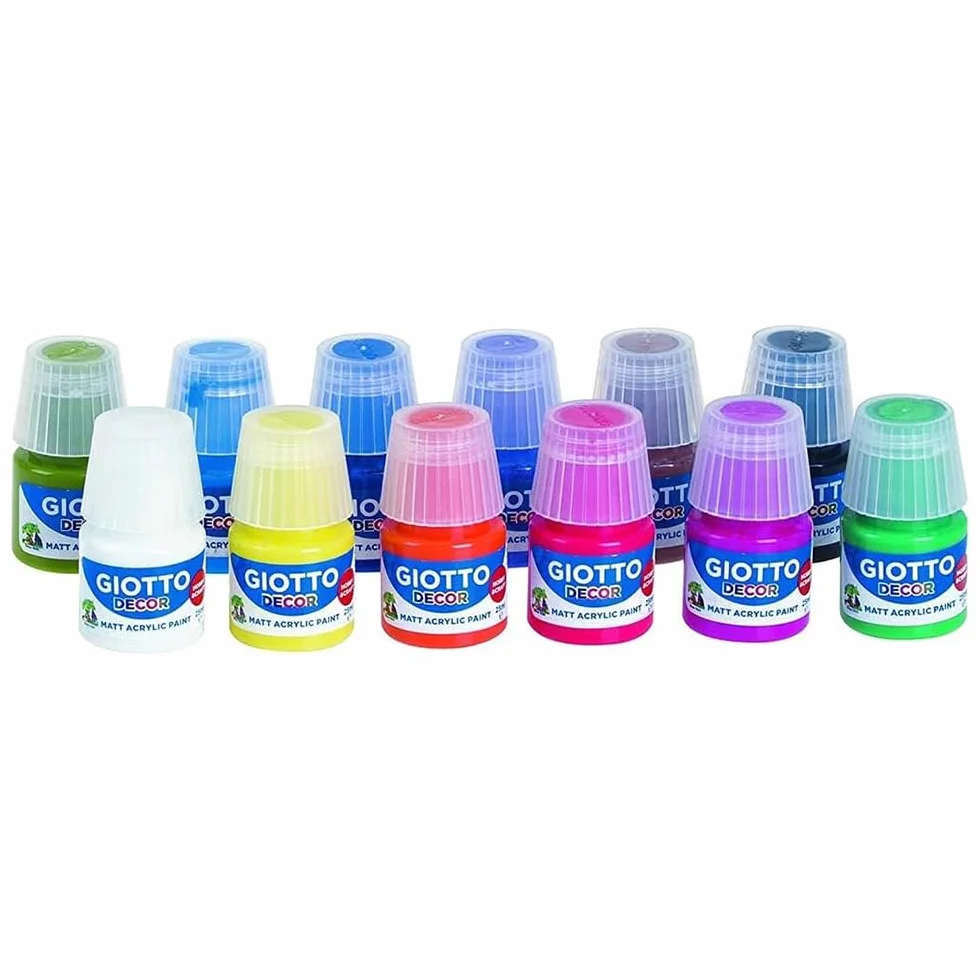 Giotto 530600 Confezione 12 Flaconi Decor Acrylic, 12 x 25ml