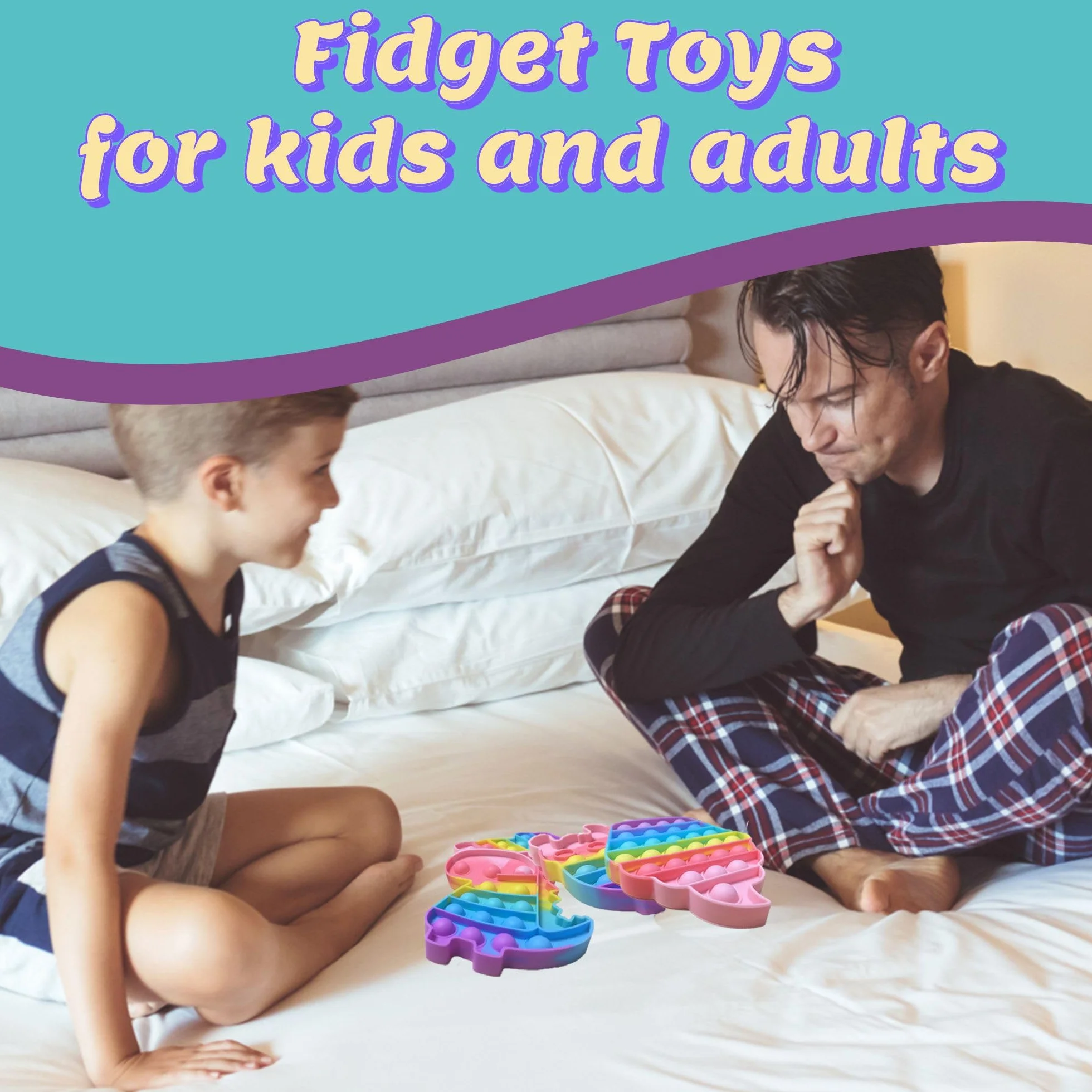 Pop Bubble Fidget Toy Set 4 Pezzi Dinosauro Alpaca Orso Gelato Giocattoli Sensory Push Antistress per Adulti e Bambini