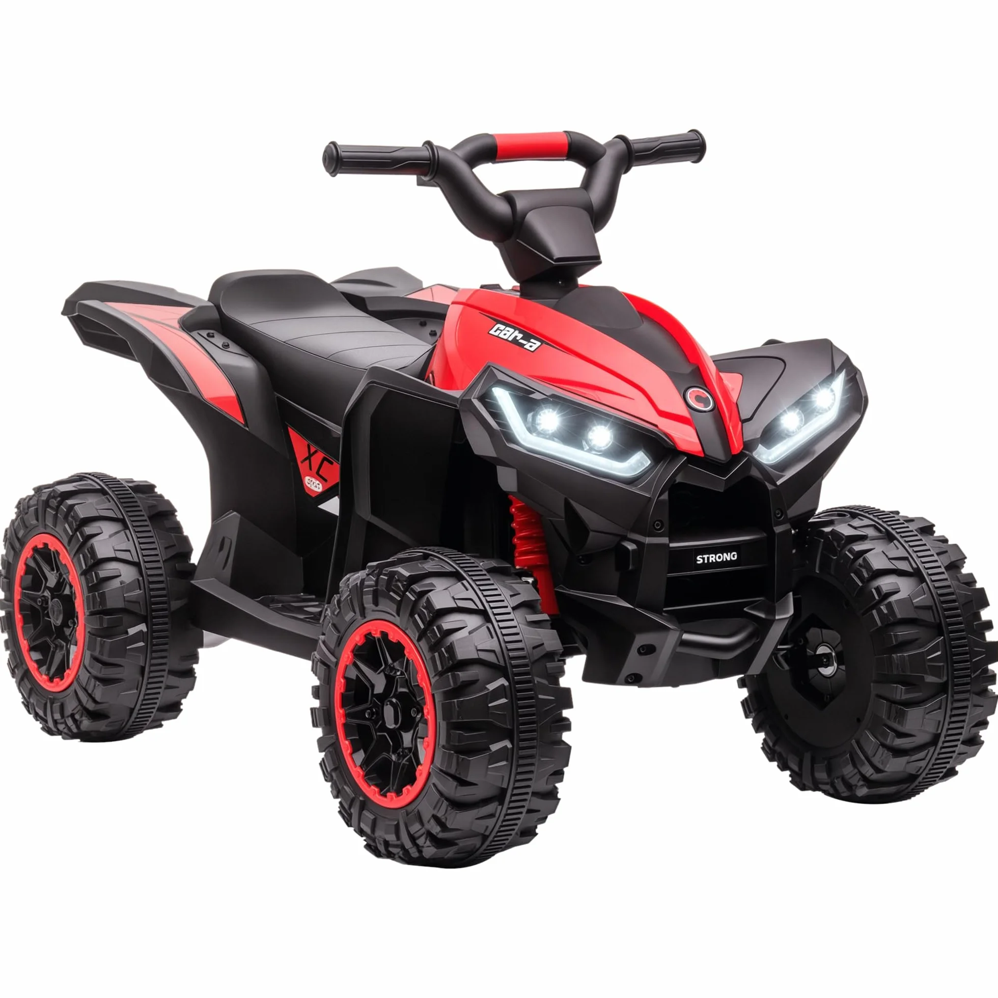 HOMCOM Quad Elettrico per Bambini 12V ATV, Macchina Elettrica con Doppio Motore e 2 Velocità, Ruote Larghe con Fari LED, Clacson e Musica, Età 3-5 Anni, Rosso