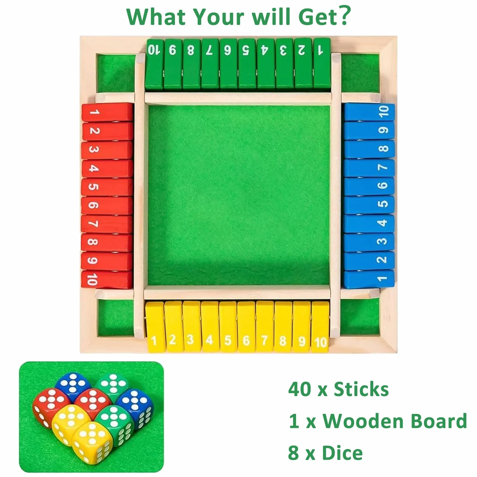 Shut The Box 2-4 Giocatori Giochi da Tavolo,Gioco da Tavolo in Legno con 8 Dadi,Giochi di Matematica,Classico Gioco da Tavolo,Gioco di Matematica per Bambini e Adulti