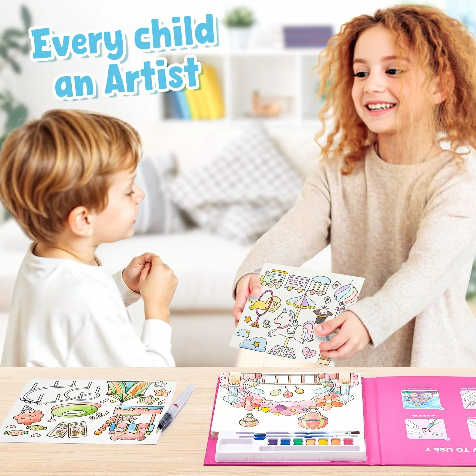 JoyCat album da colorare per bambini set di pittura ad acquerello 3-5 4-8 anni attività disegno regalo compleanno