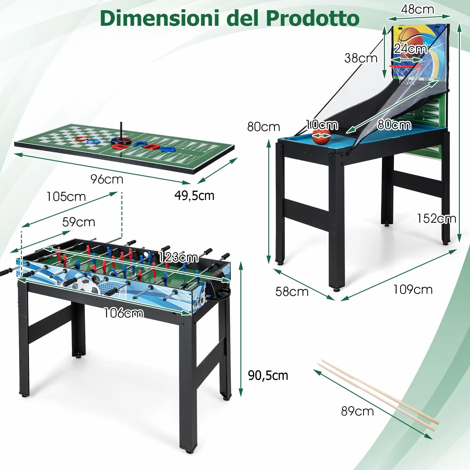 RELAX4LIFE 14 in 1 Multifunzionale Tavolo da Gioco, Biliardo Ping Pong Basket Calcetto Bowling Shuffleboard