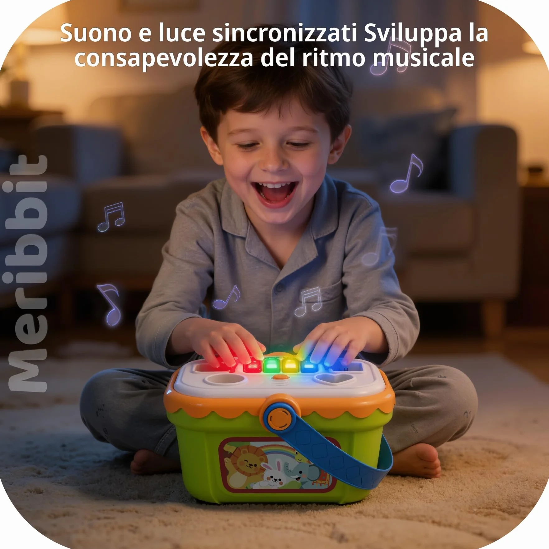 Giocattoli Sensoriali, Scatola Musicale con Forme da Incastro per Bambini 1-3 Anni, Giochi Educativi per 2 Anni con Luci e Pianoforte, Regalo per 1 2 3 Anni