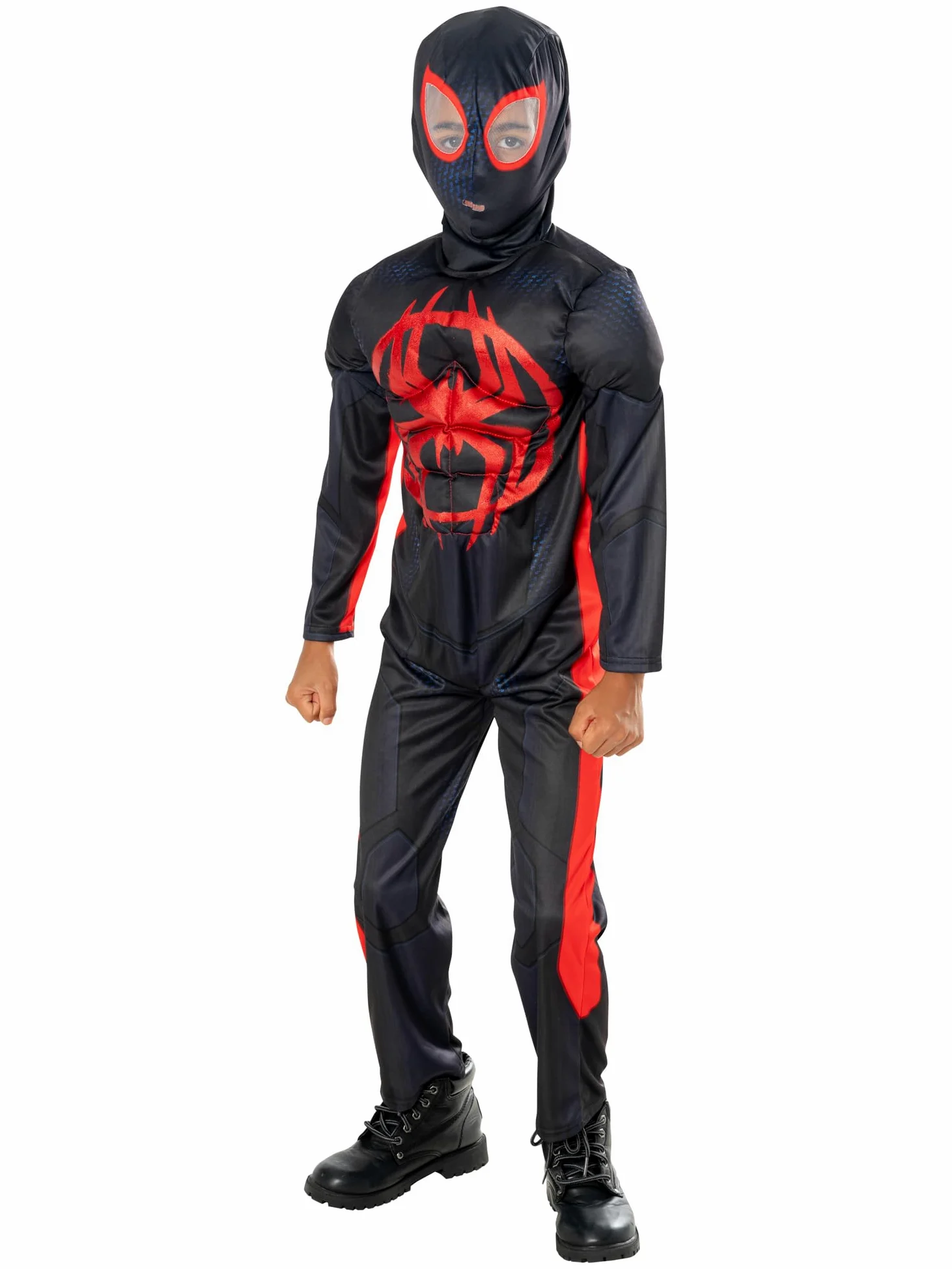 Rubies Costume Miles Morales Deluxe per bambini, Tuta stampata con petto musculoso, copristivali e maschera, Ufficiale Marvel per Natale, Carnevale, Halloween, Cosplay