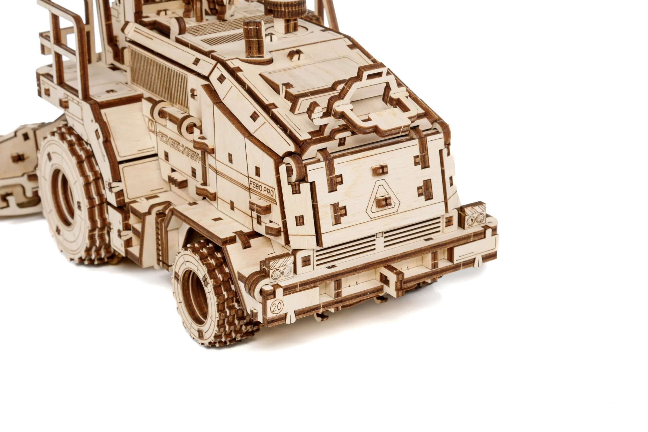 EWA Eco-Wood-Art - Puzzle in legno 3D per ragazzi e adulti, 14+ - Macchina raccolta FS80 - Kit fai da te, montaggio fai da te, non richiede colla - 580 pezzi