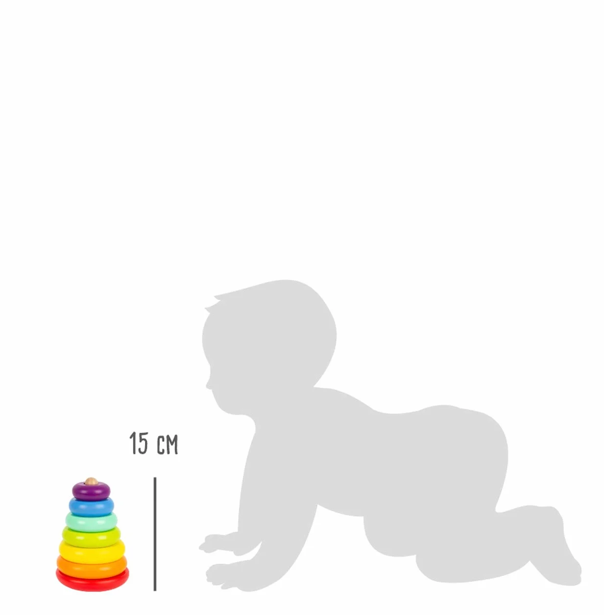 Small Foot 11775 Torre da accatastare Arcobaleno, Classico della motricità in Legno, dai Colori sgargianti, dai 12 Mesi