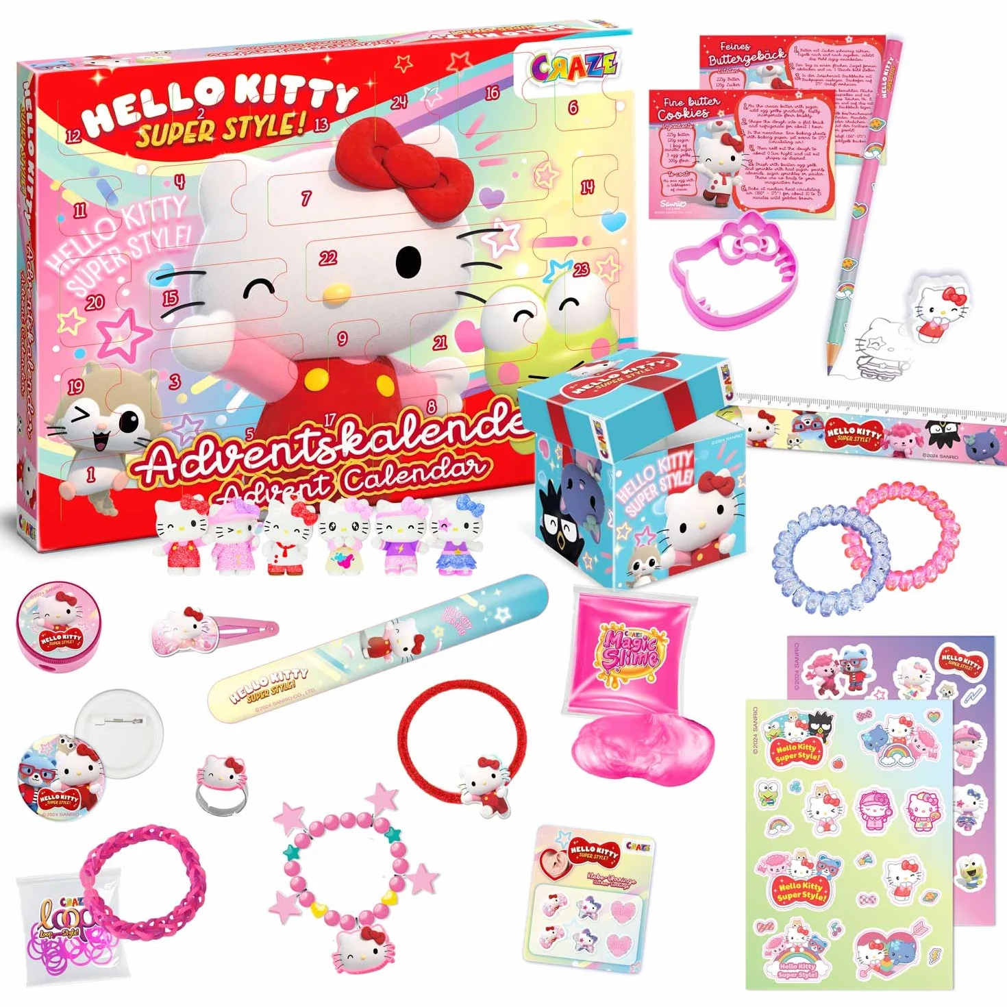 Calendario dell'avvento HELLO KITTY di CRAZE - Calendario dell'avvento giocattolo per bambine con giocattoli e accessori di Hello Kitty