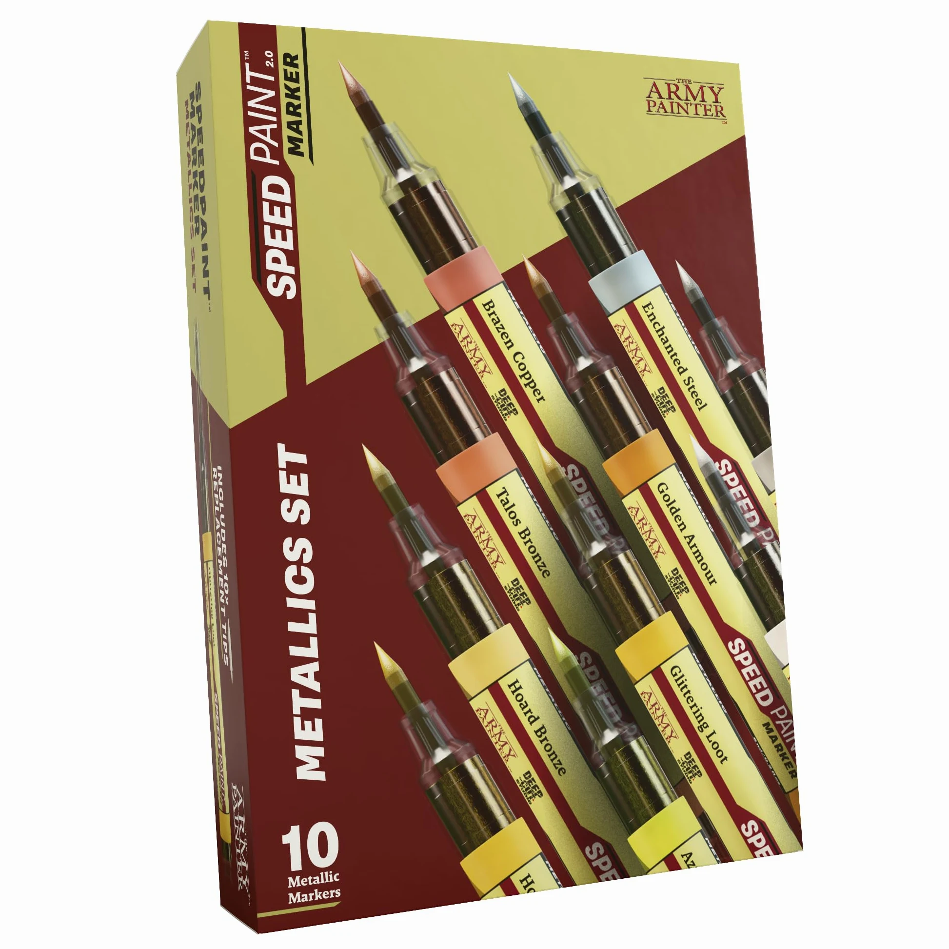 The Army Painter, Speedpaint Metallics Marker Set, 10 x 6 ml | Speedpaint Metallics Marker, colori acrilici a contrasto, per miniature DnD e Warhammer