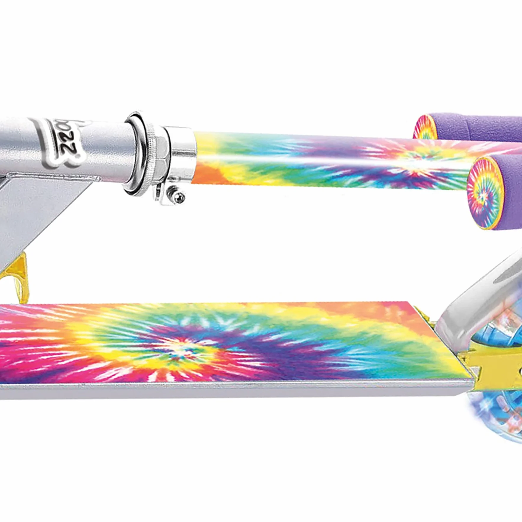 Ozbozz Monopattino pieghevole Tie Dye ruote luminose età 5 anni manubrio regolabile 72,4-82,5 cm