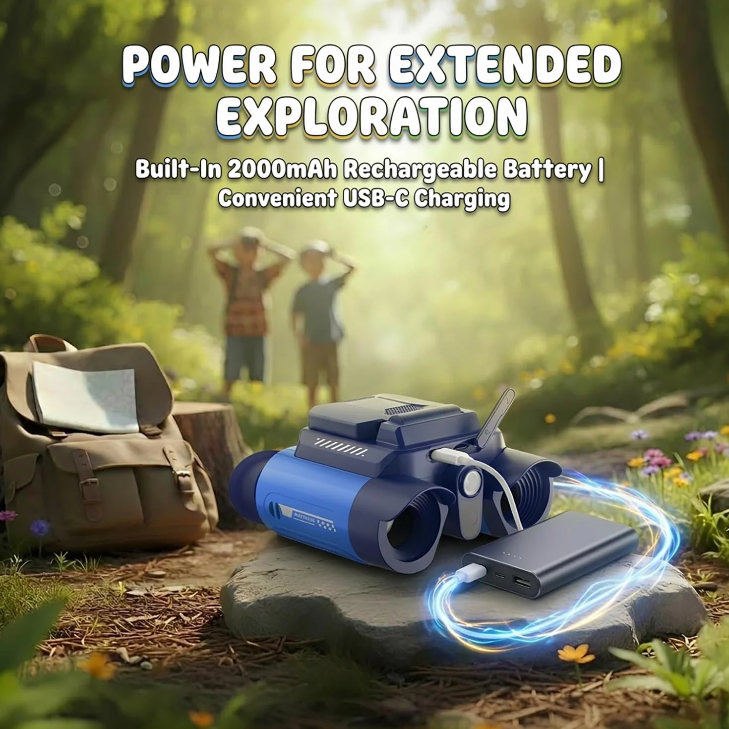 Binocolo per Bambini con Zoom Ottico 10x e Fotocamera - Foto 48 MP e Video in 1080P, Visione Notturna 25 m, Adatto dai 3 Anni in su, Ideale per Osservazione Animali e Natura | Blu Scuro