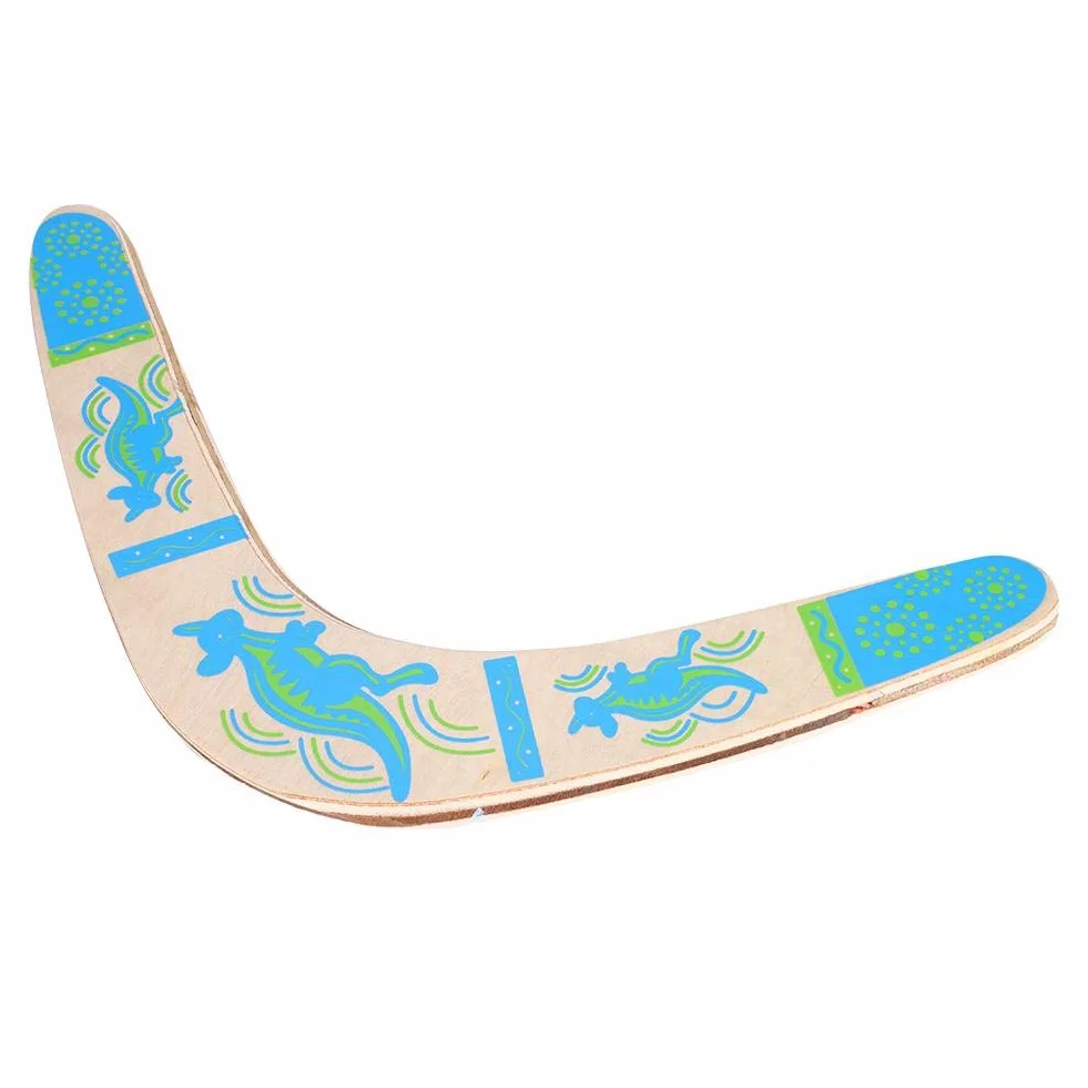 Wakects Boomerang in Legno a Forma di V, Disco Volante per Bambini, Gioco Sport all'Aria Aperta, Blu