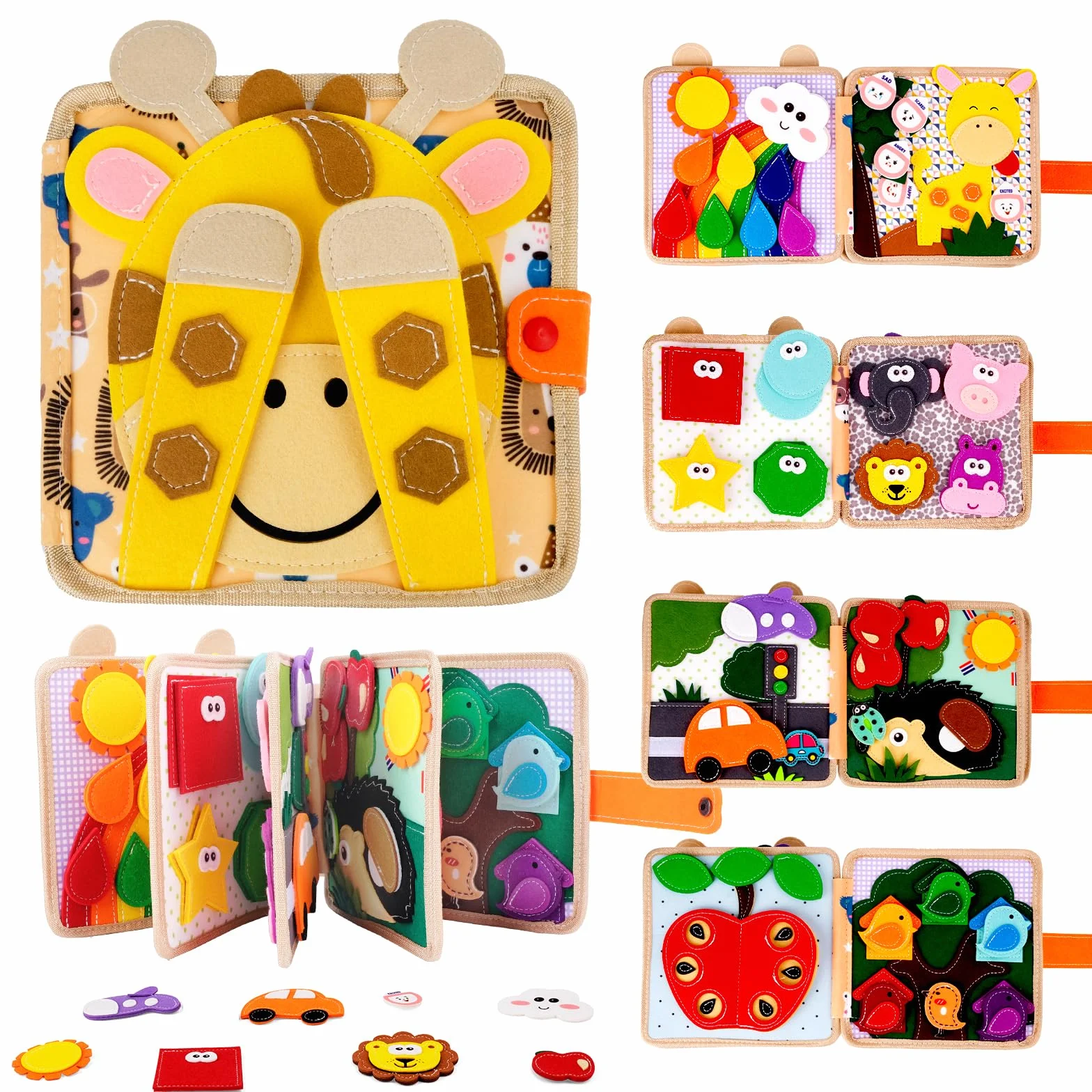 Busy Board per 1-3 Anni, Libro Montessori Interattivo, Libro Silenzioso in Feltro, Giochi Montessori 1 2 3 Anni, per L'educazione della Prima Infanzia, Regalo di Compleanno per Ragazzi e Ragazze