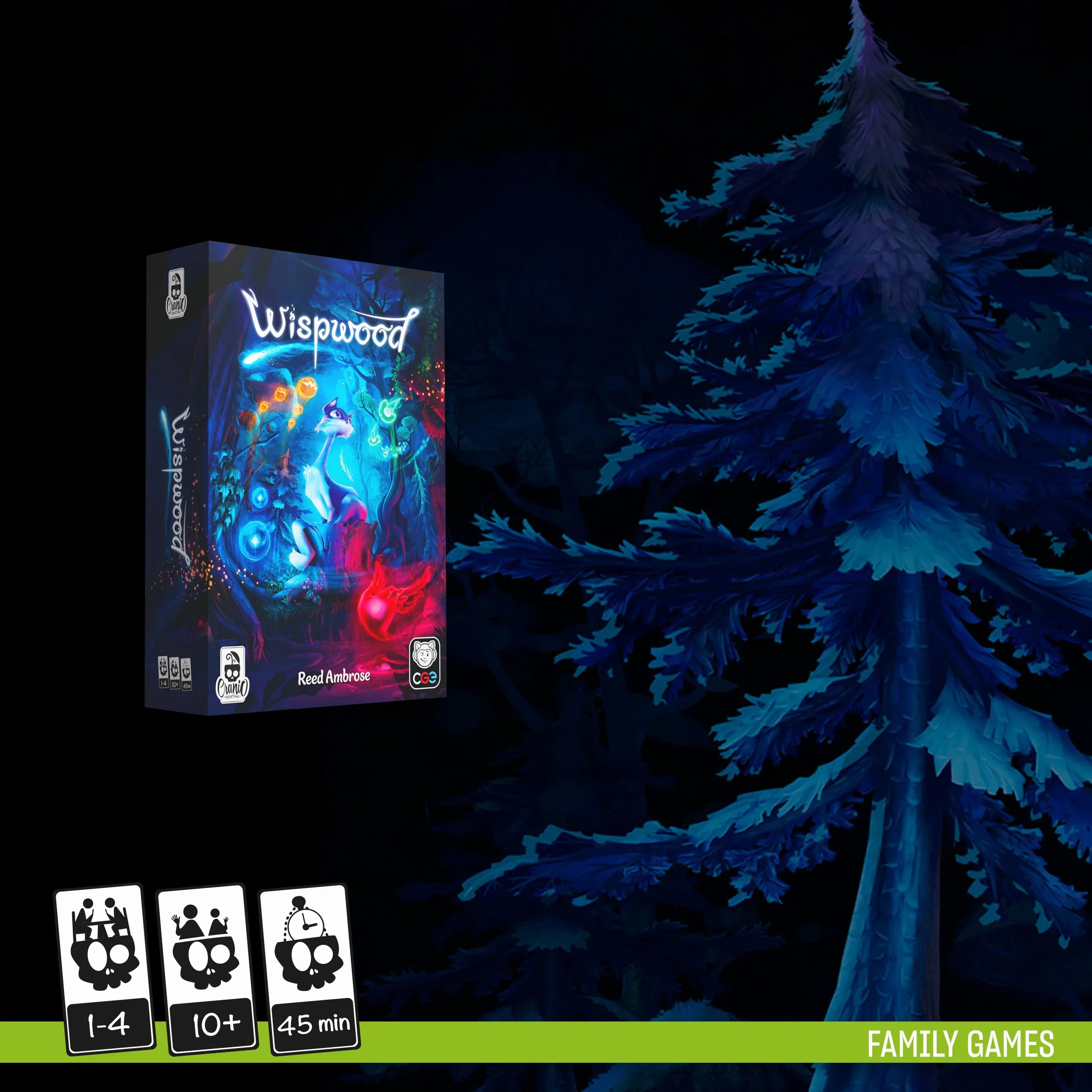 Cranio Creations - Wispwood - Esplora una magica foresta di fuochi fatui colorati - Gioco da Tavolo per Famiglie - Età 10+ - Da 1 a 4 Giocatori - Edizione in Lingua Italiana