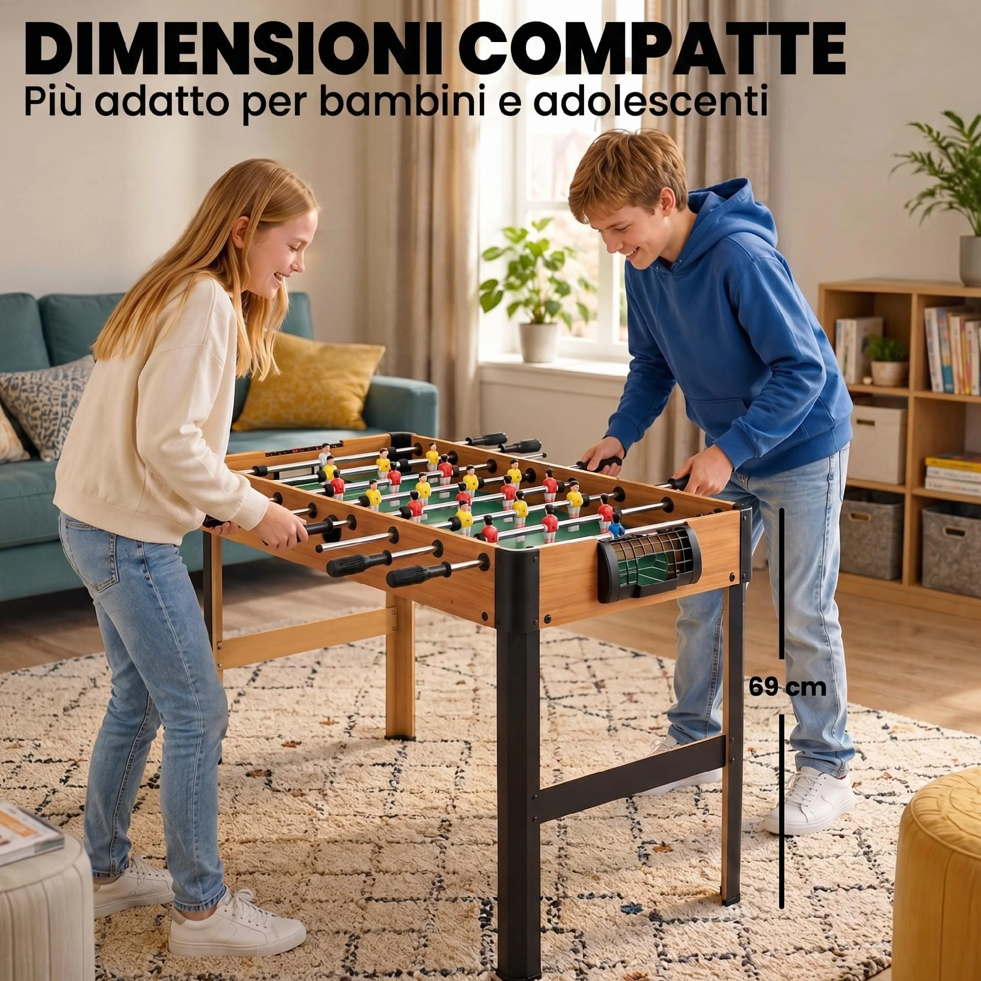 HOMCOM Biliardino Calcio Balilla per Bambini con Manopole Antiscivolo, Segnapunti e Palline Incorporate, 118x104x69cm