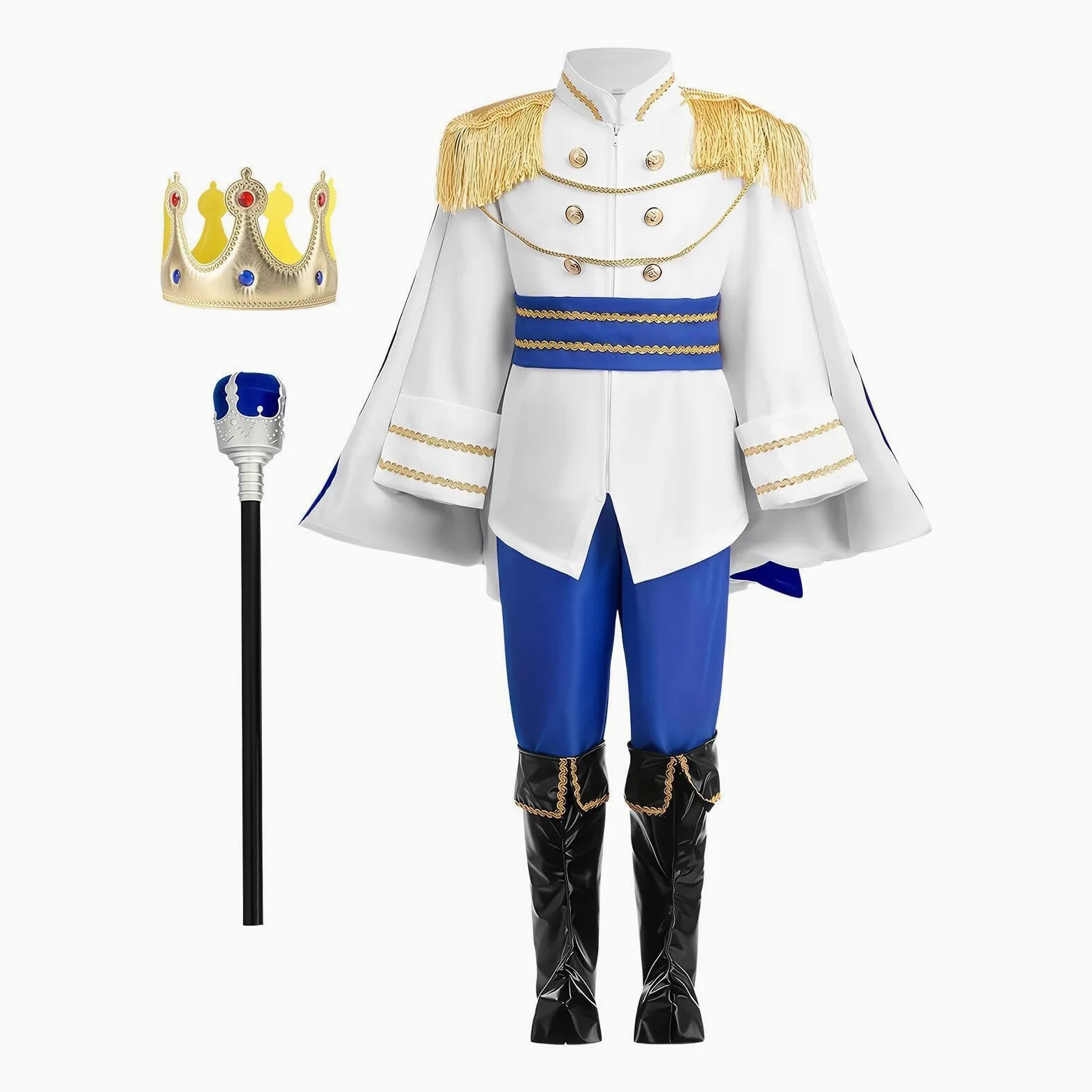 Costume Da Re Per Bambini con Corona 7 Pezzi Costume Halloween Medievale | Vestito Da Festa E Di Ruolo per Bambini Festa Carnevale Uso Quotidiano Foto di Scena Oggetti di Scena Celebrazione