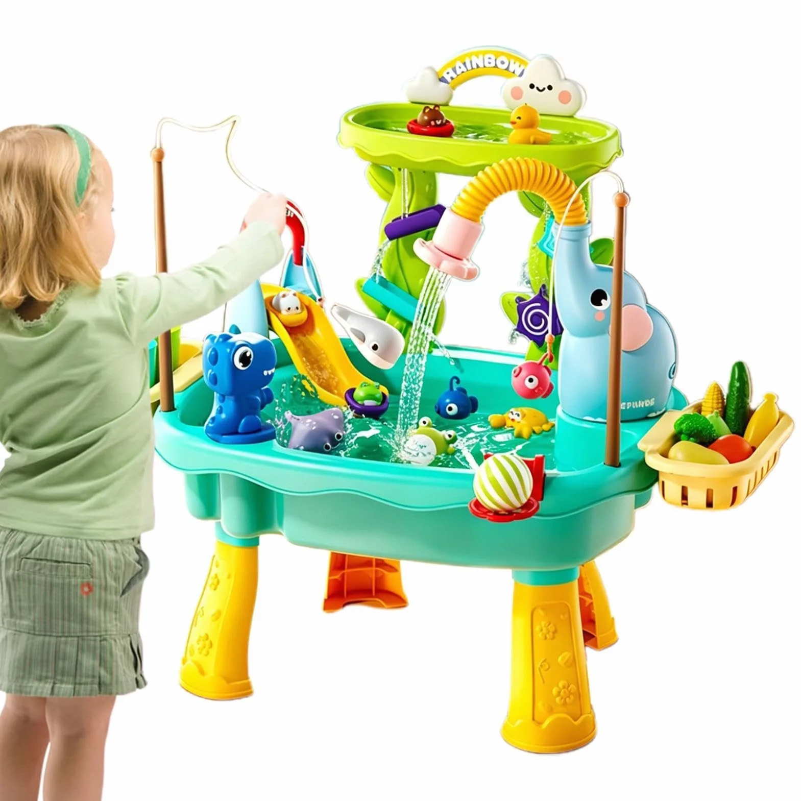 Tavolo Acqua Con Pompa Elettrica Giocattolo Di Pesca Con Pompa Elettrica | Pesca Per Ragazzi, Ragazze, Prescolari, Terrazza, Spiaggia, Campeggio, Presepe, Bagno, Angolo x,