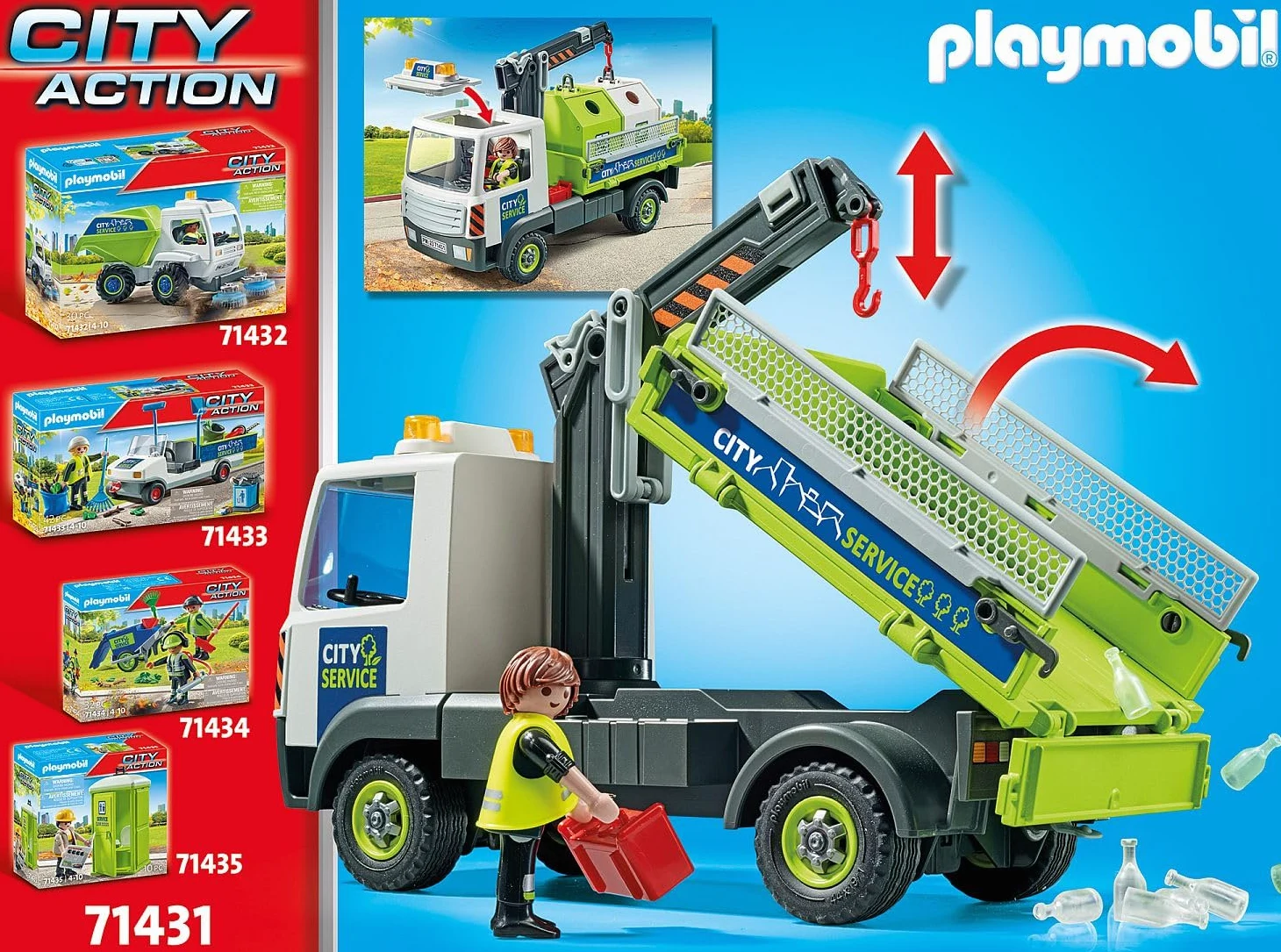 PLAYMOBIL City Action 71431 Camion Trasporto contenitori rifiuti