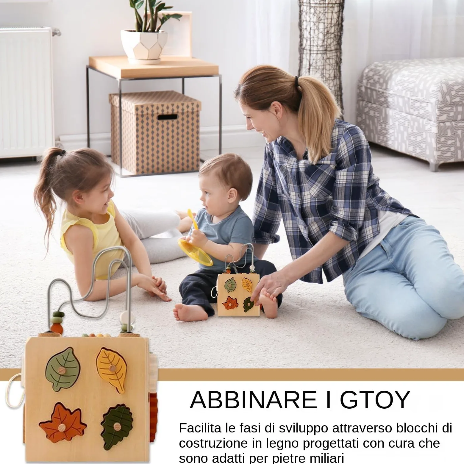 Generico Perline Di Legno Da Infilare Giocattoli Con Perle Da Infilare | Educativi per Bambini 1-3 Anni Didattico Ragazzi Ragazze Asilo Famiglie Casa Esterno