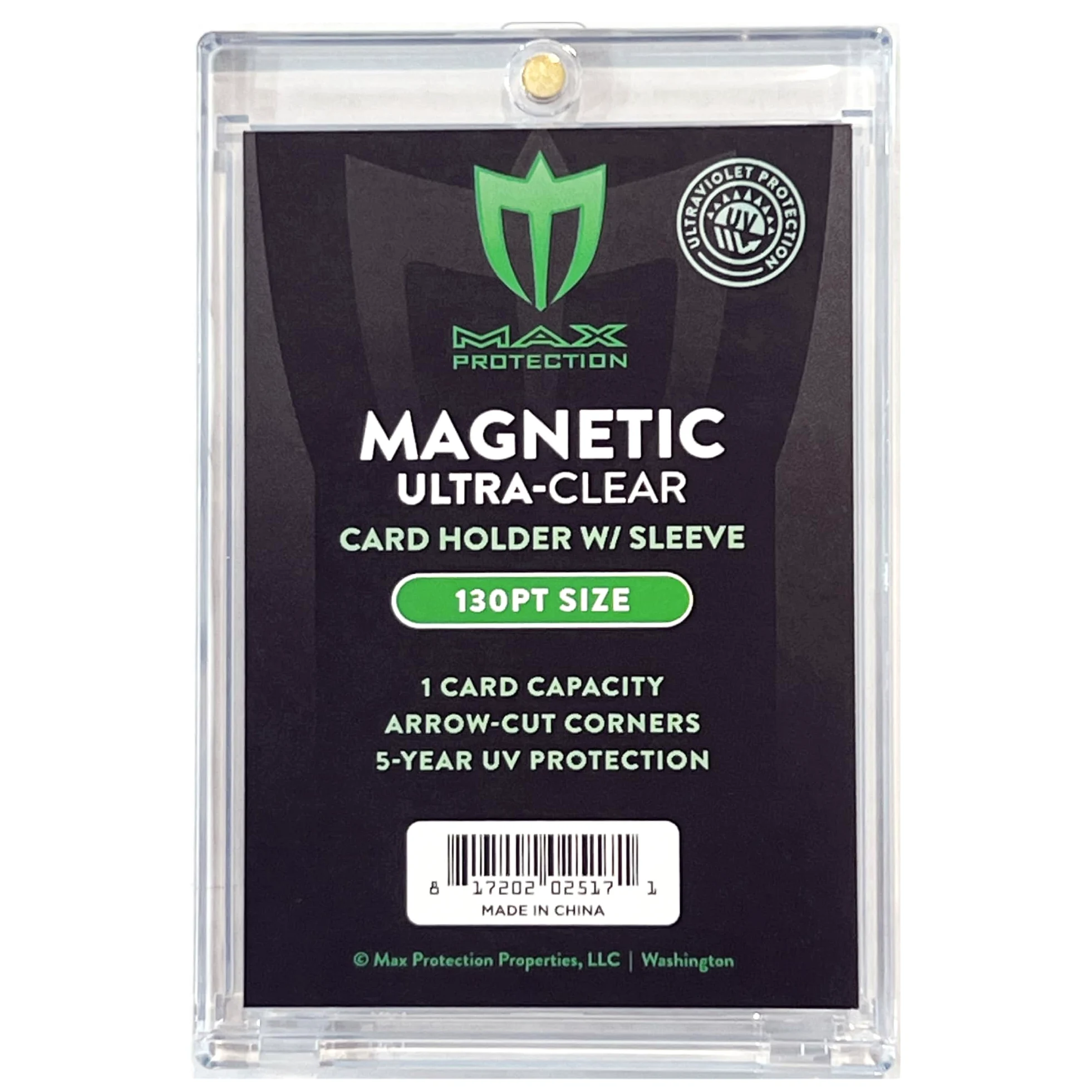Max Protection Porta carte magnetico per carte con buste, confezione da 10 custodie ultra trasparenti da 130 pt, in plastica rigida, protezione UV, adatta a carte collezionabili sportive standard da