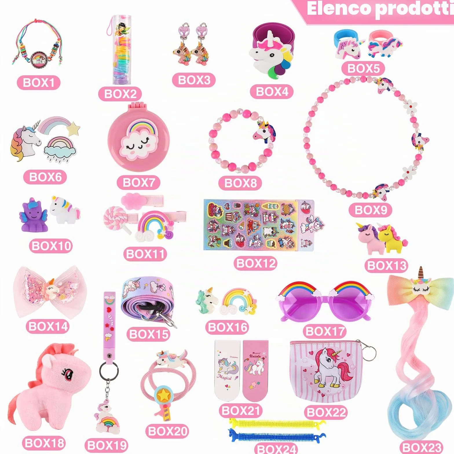 Calendario Avvento Bambina, Regalo di Natale con 24 Giorni di Sorprese, Regali Unicorno per Bambine e Bambini, Inclusi Giocattoli e Accessori per Capelli