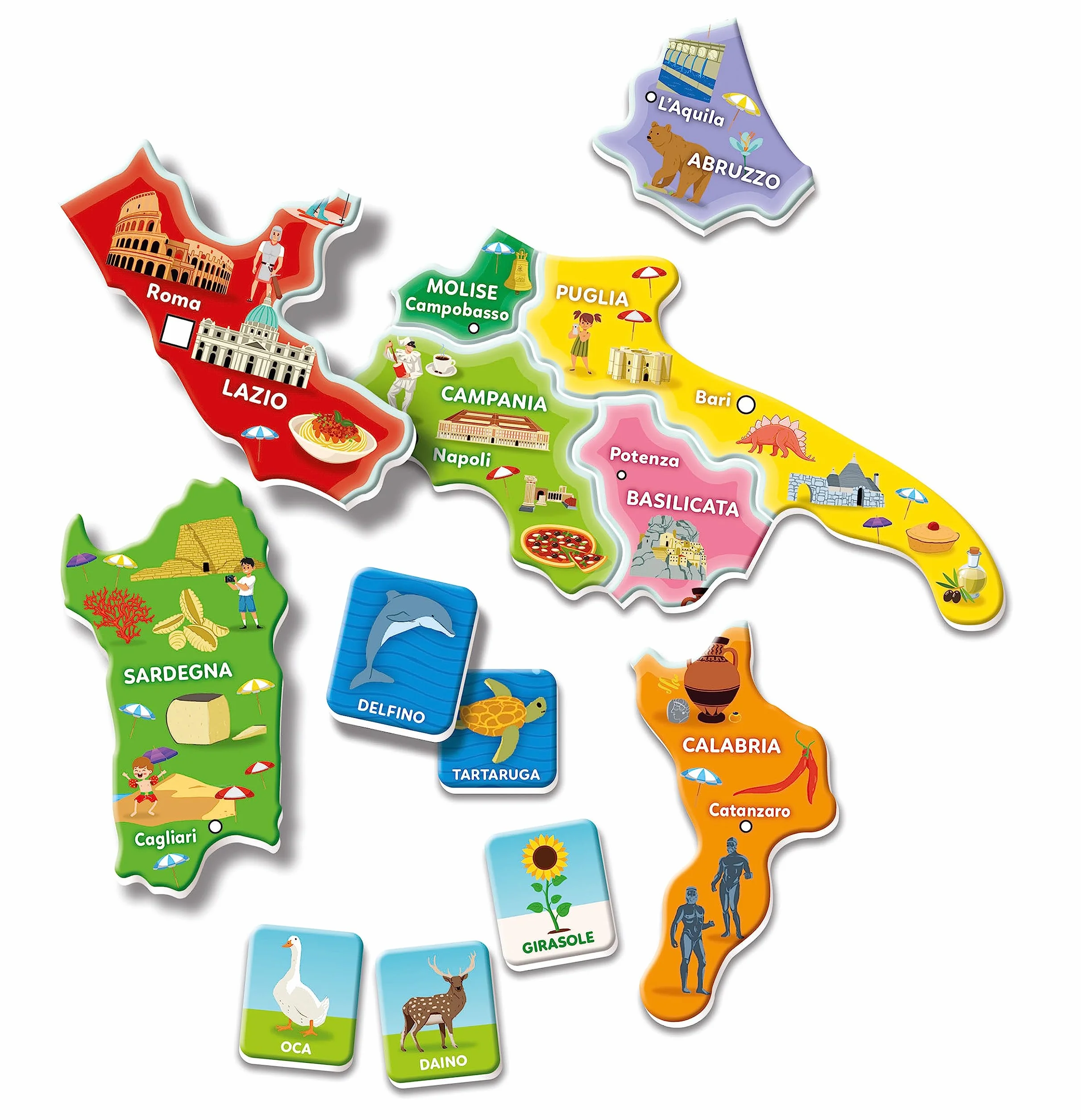 Clementoni Sapientino Geo-Puzzle Magnetico Italia Puzzle Cartina Fisica Gioco Educativo Geografia Bambini 4 Anni