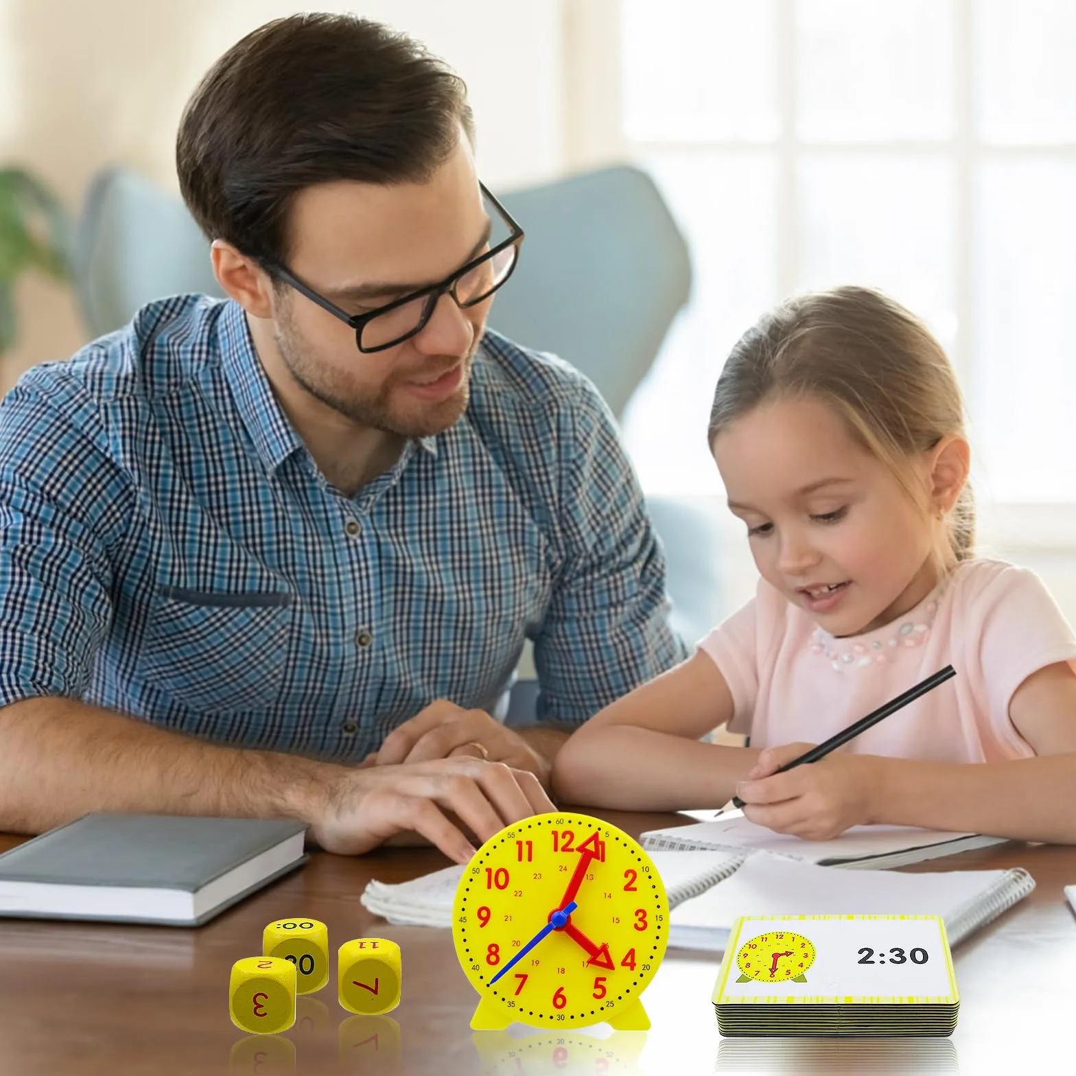 1 Set Modello di Orologio didattico, Orologio di apprendimento, Apprendimento Giochi Matematica Orologio di,Gioco Orologio Bambini Adatto a Bambini