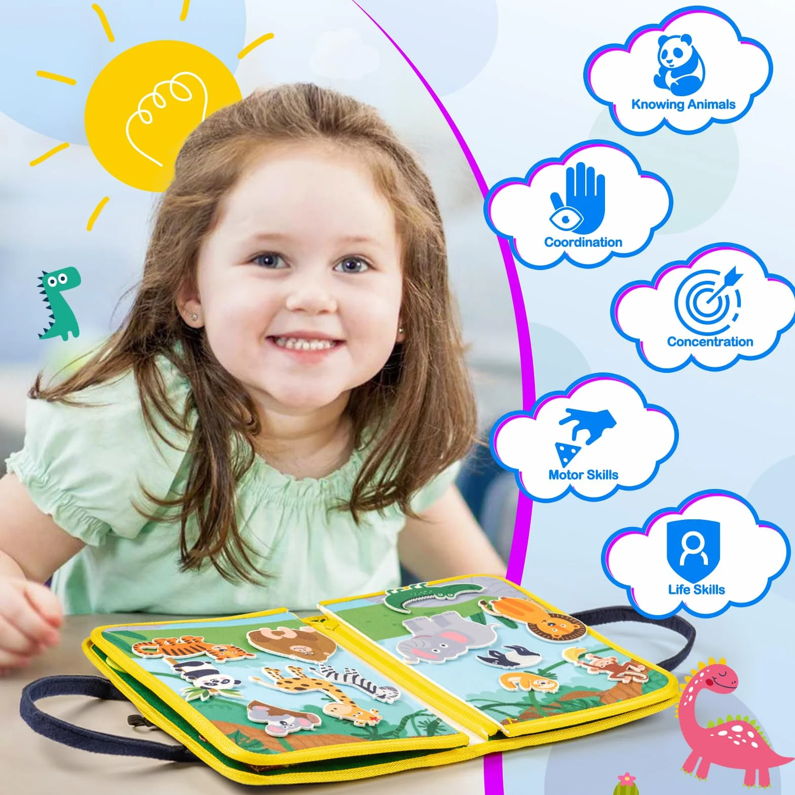 Uping Busy Board Activity Board Montessori Giocattoli Educativi Regalo Bambino Sensoriale Viaggio Auto Aereo