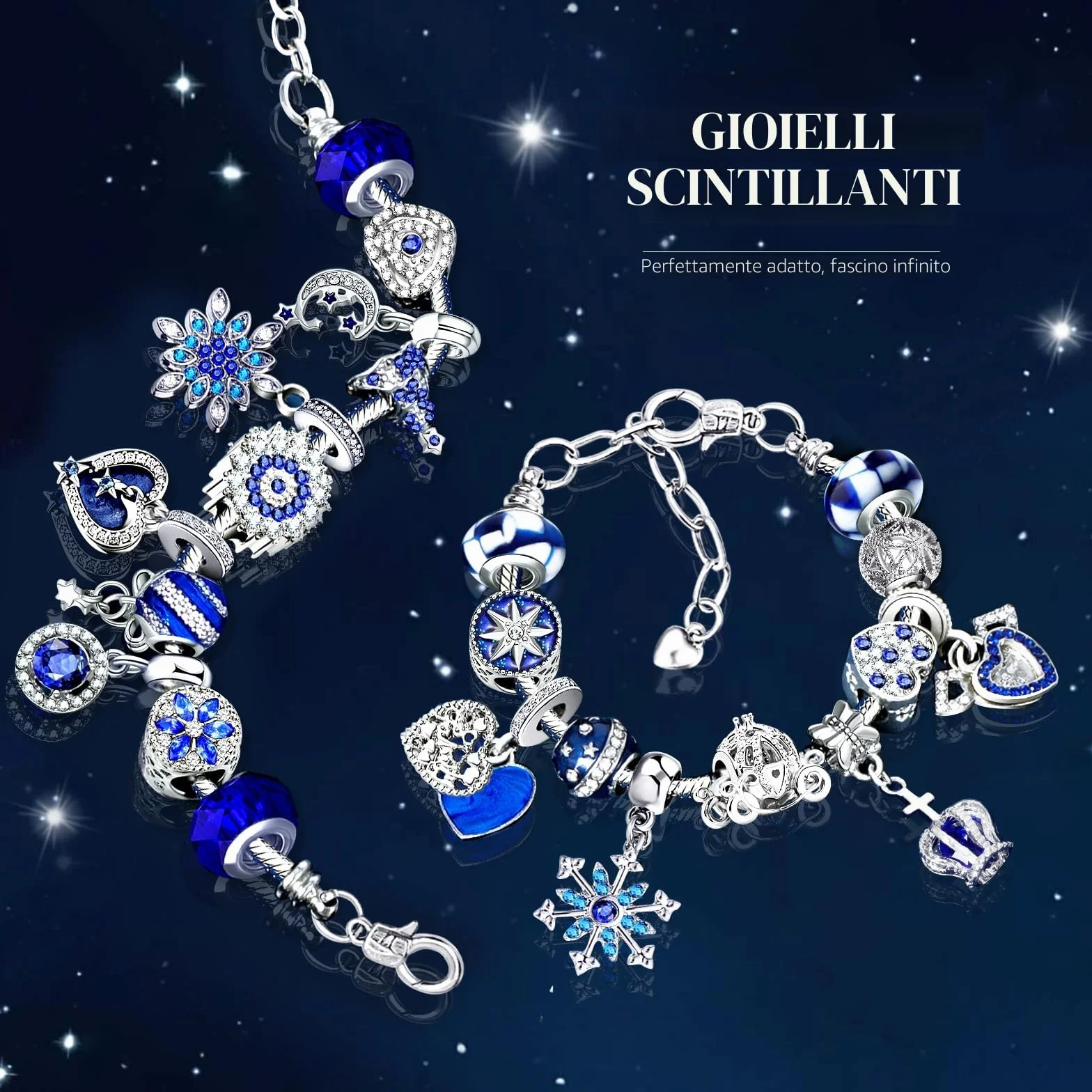 Calendario dell'Avvento 2025 Donna Gioielli Bracciale,Calendario Avvento Ragazza Sorprese Regali,Bambina Natalizi Ciondoli Kit 2 Catene 22 Charms Accessori fai da te Perline Blue