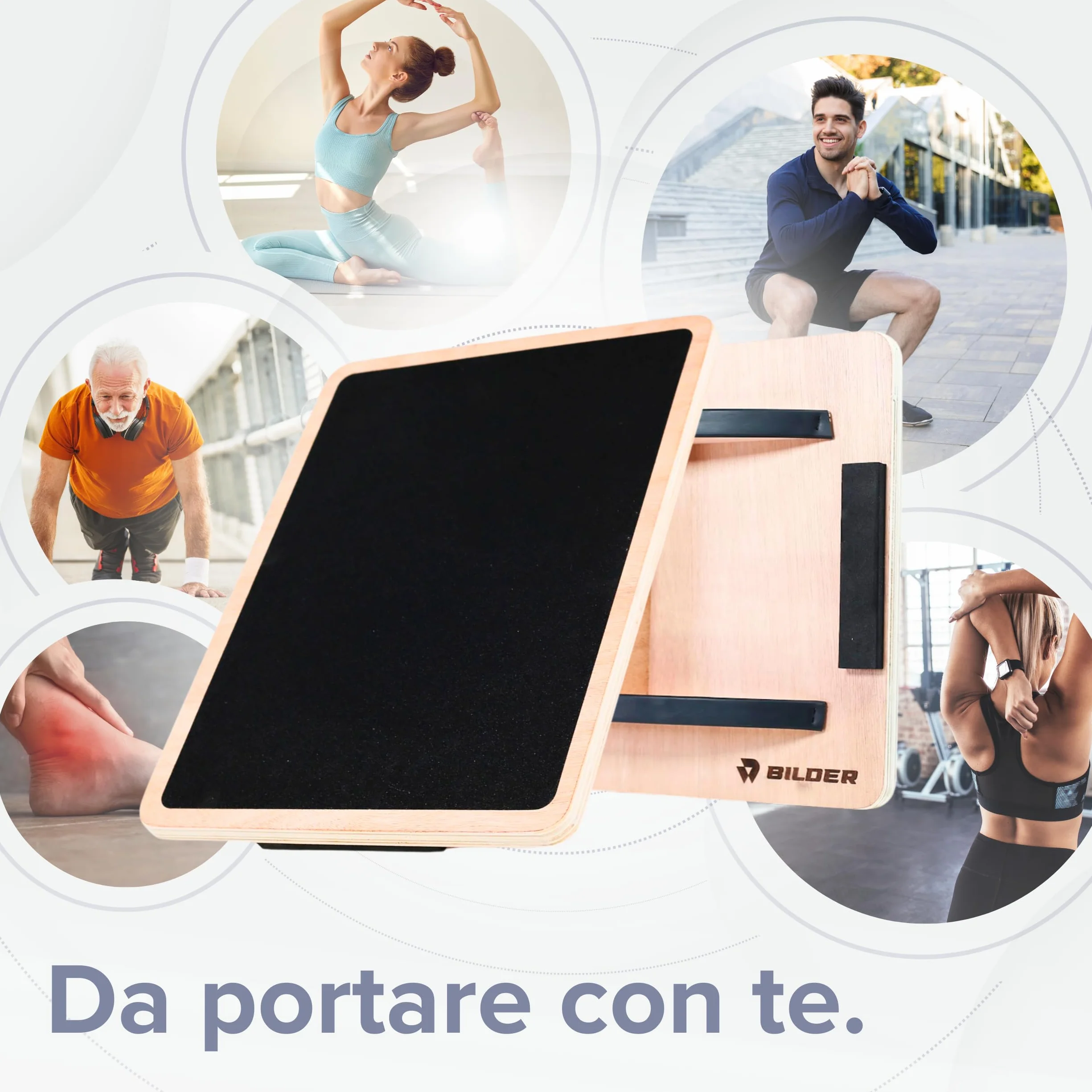 BILDER - Balance Board per Pilates, Yoga e Fitness, Tavoletta Propriocettiva con Superficie Antiscivolo - Migliora la Forza e la Coordinazione, Attrezzi Palestra Casa Ufficio Principianti ed Esperti