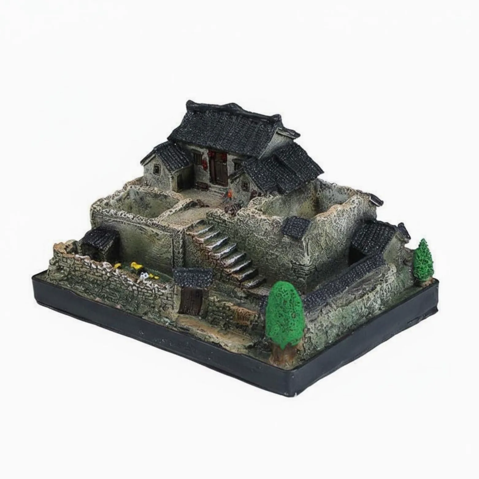 Statuetta Casa in Resina Miniatura Scultura Modellino Ornamento con Dettagli Realistici E a Stile Cortile Vintage Materiale Resina Adatta a Scrivania, 24 18 12cm, Stile 4