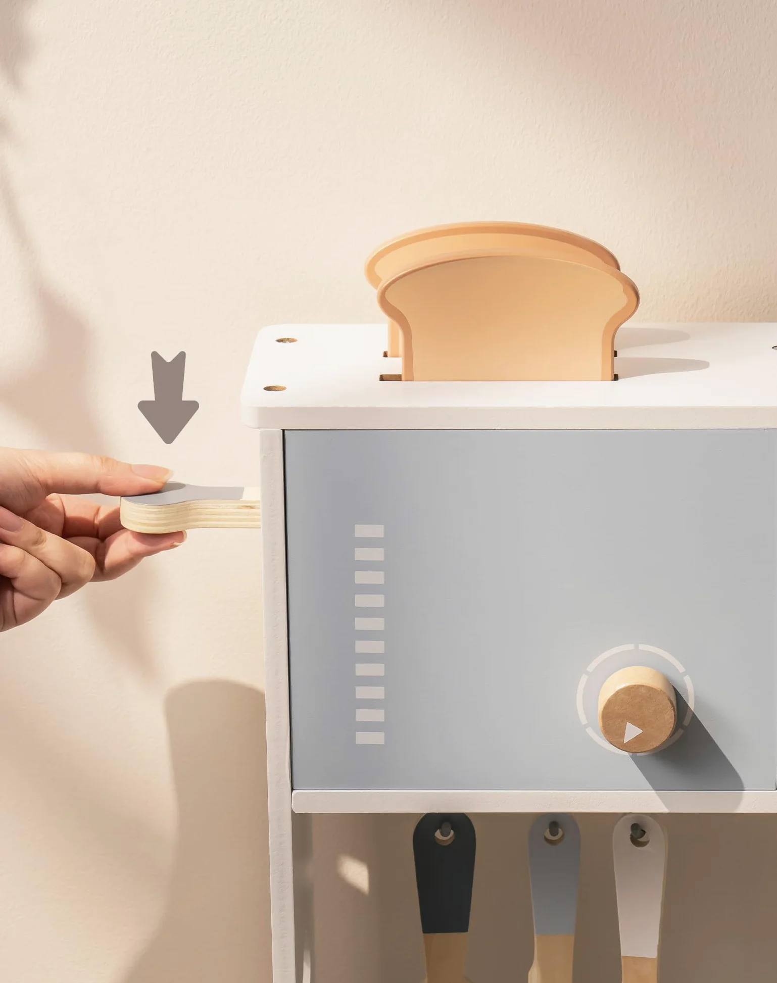 ROBUD Cucina Giochi per Bambini, Cucina in Legno con Fioriera, Tostapane e Macchina per il Gelato, Set da Gioco con Accessori per la Cucina, Pizza, Regalo per Bambini dai 3 Anni in Su