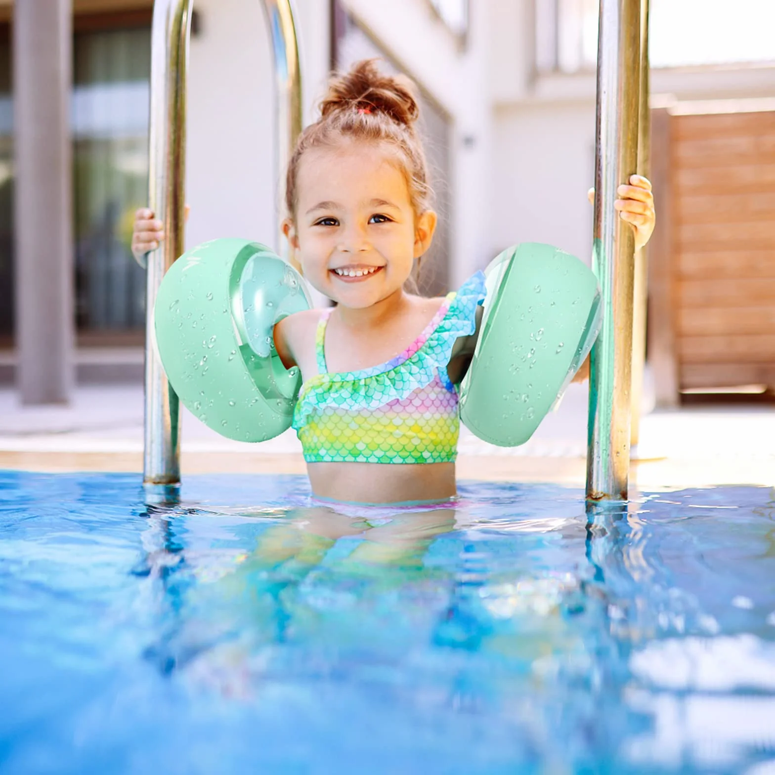 WYRIAZA Braccioli Bambini, Braccioli Gonfiabili Mare Bambino con 3 Airbag Indipendenti| Bambini di 1-6 Anni, 6-20Kgs (XS,S, Verde)