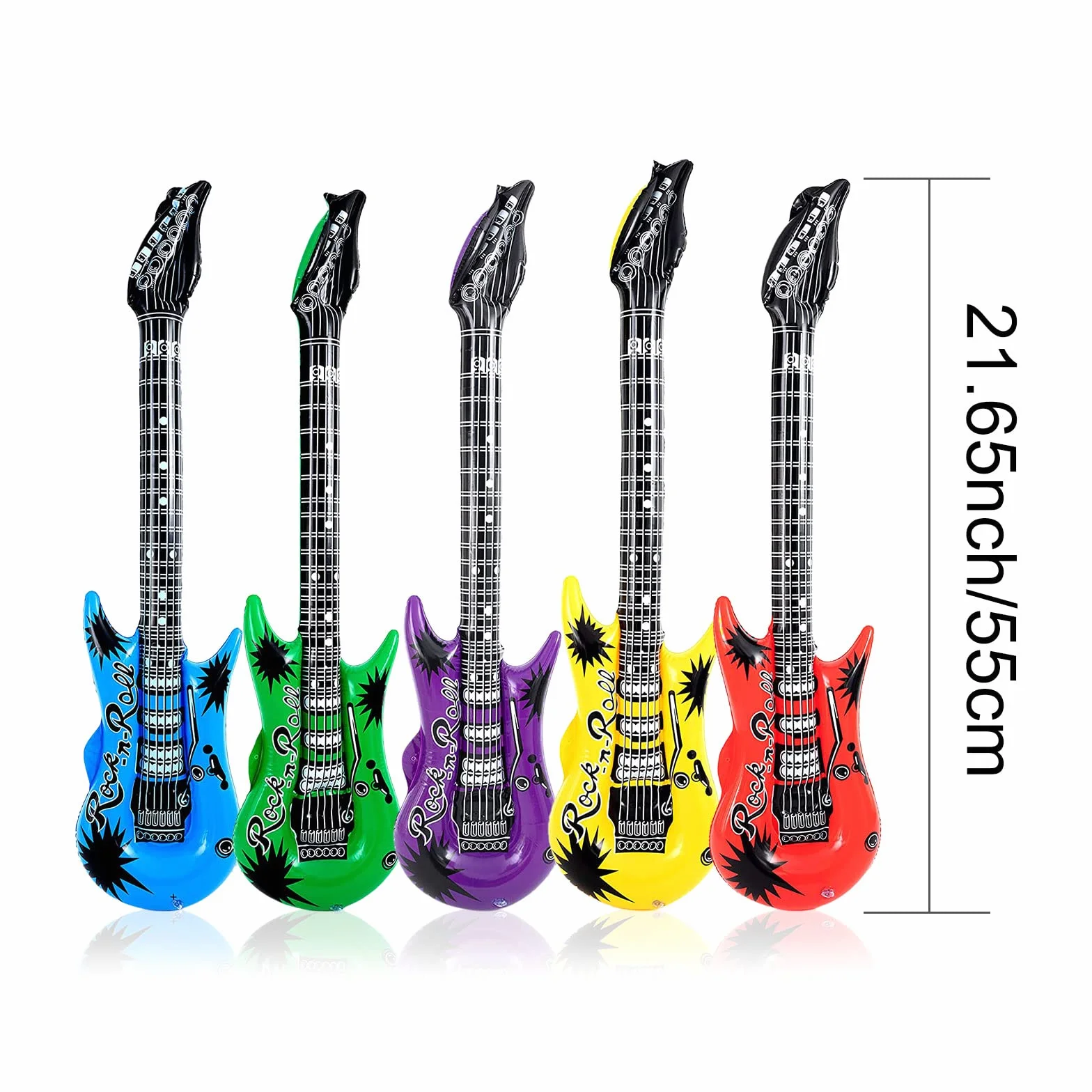 VIKSAUN 10 Pezzi Gonfiabili Rock Star Giocattolo Set 5 Chitarre 5 Microfoni Decorazione Feste Rock and Roll