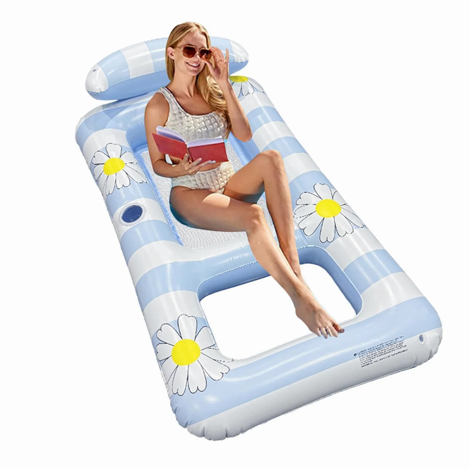 Galleggianti Da Piscina Per Adulti Materassino Gonfiabile con Poggiatesta | Lettino Prendisole Portatile Da Piscina per Spiaggia Lago Fiume Festa Ritrovo Giardino Cortile Campeggio Vacanza