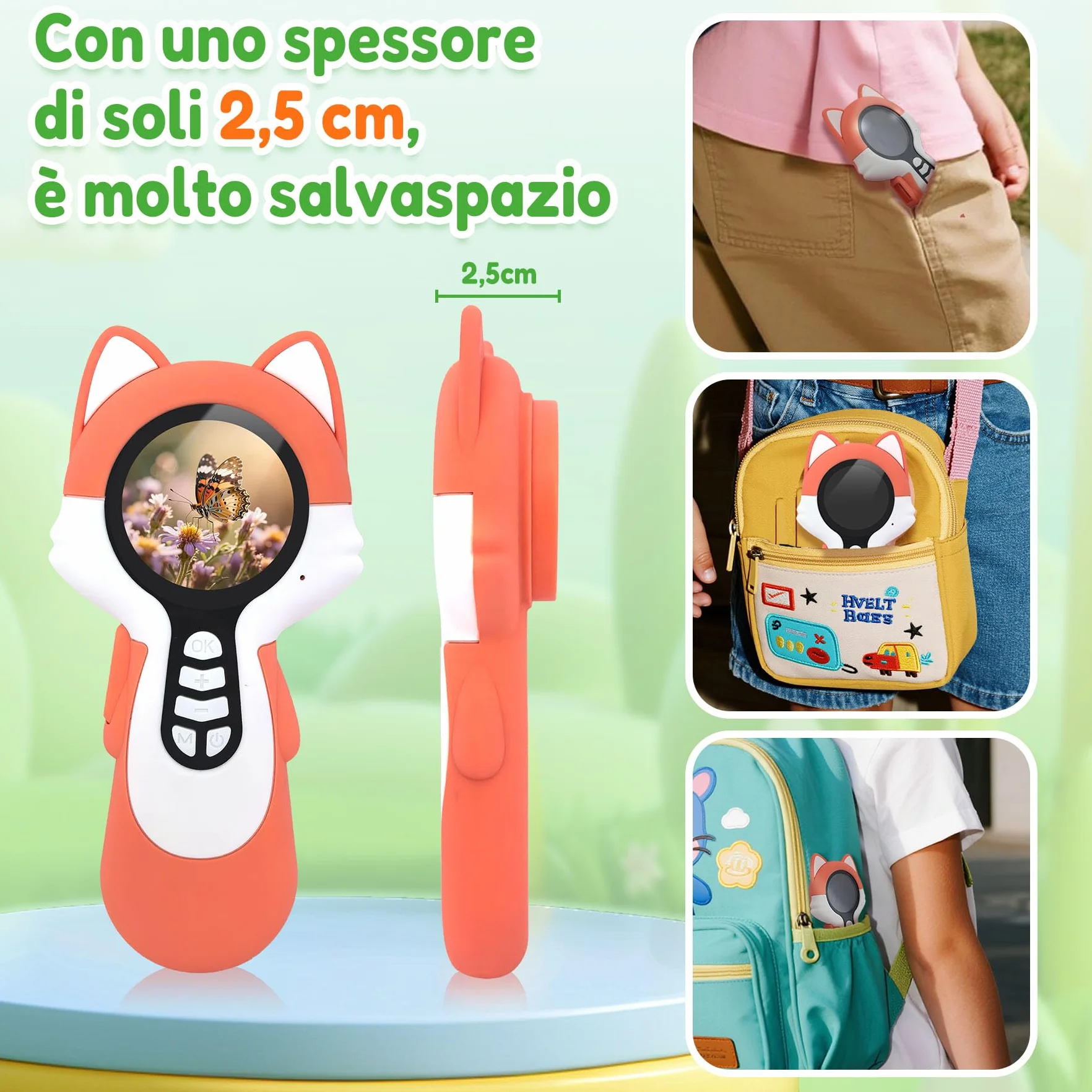 Microscopio digitale 2 in 1 per bambini, un obiettivo per fotocamera e un obiettivo per microscopio, microscope for kids 100X, piccoli esploratori, 16GB, Panda