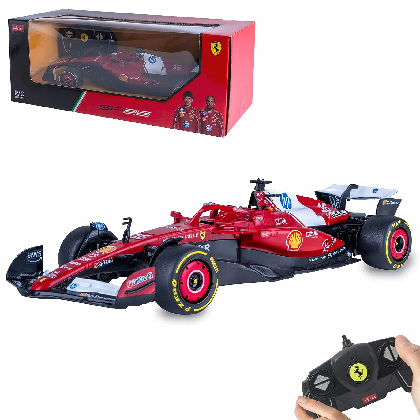 JAMARA Ferrari SF-25 402260 - Modellino di auto radiocomandata, scala 1:18, rosso, 2,4 GHz, con telecomando, regalo per bambini