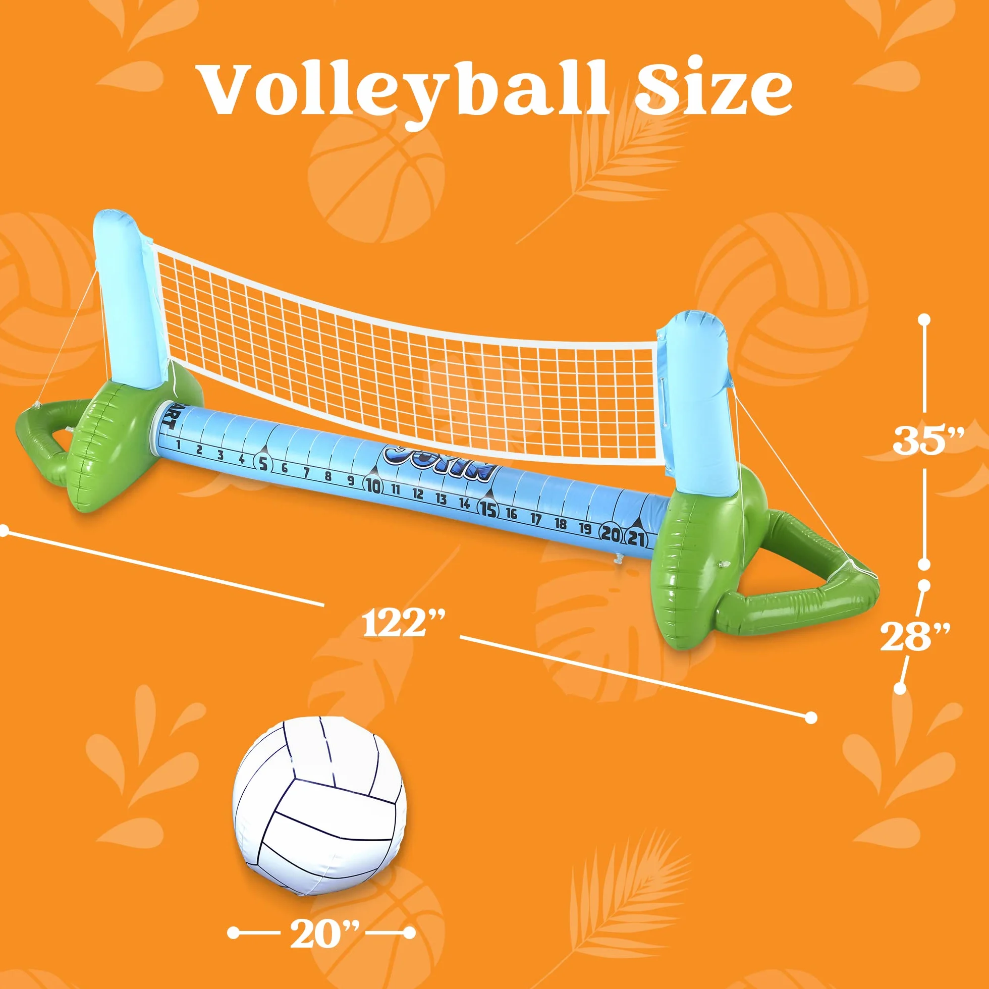 JOYIN Set da Pallavolo Gonfiabile per Piscina Bambini Adulti, Rete da Pallavolo Canestri da Basket Set Galleggiante per Piscina, Gioco di Nuoto Divertente per Feste