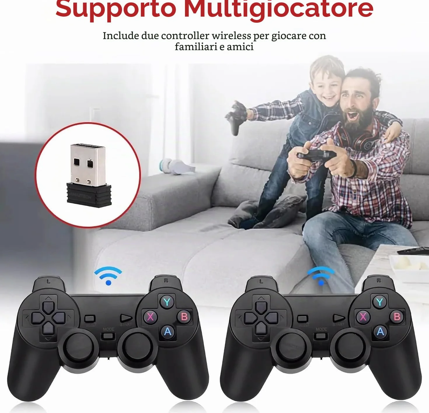 Hardisk Console Pro 4K HDMI Portatile Collegabile alla TV +25.000 Giochi Preinstallati USB HD 64 GB Arcade 2 Telecomandi Wireless 2.4 GHz Configurata e facile da usare