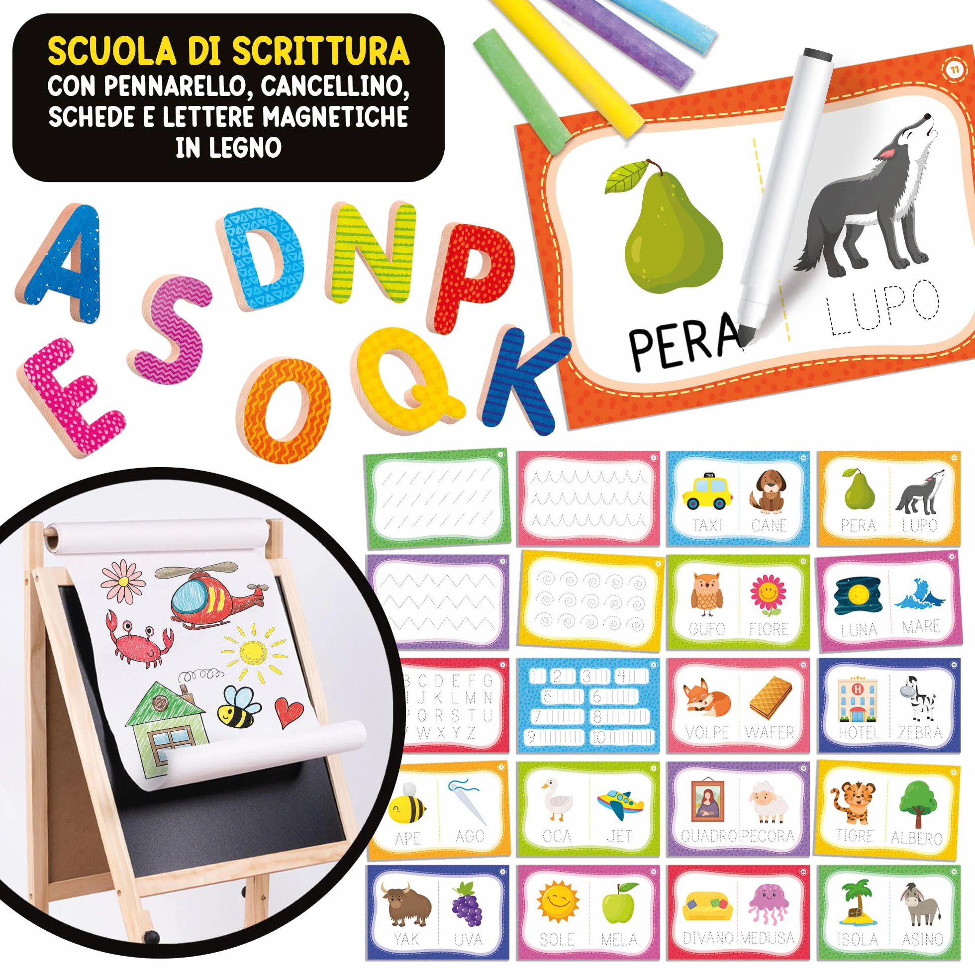 Lisciani Giochi Montessori Lavagnona legno cresce con te